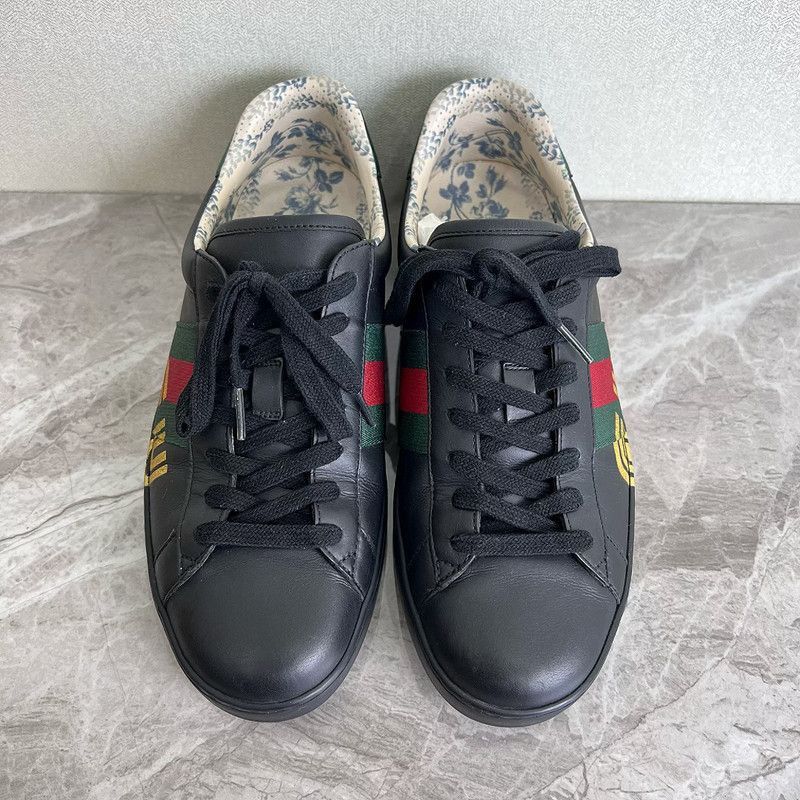 Gucci Gucci Ace Leather Floral Print Low-Top Sneakers - Size US 9 / EU 42 - 2 Thumbnail