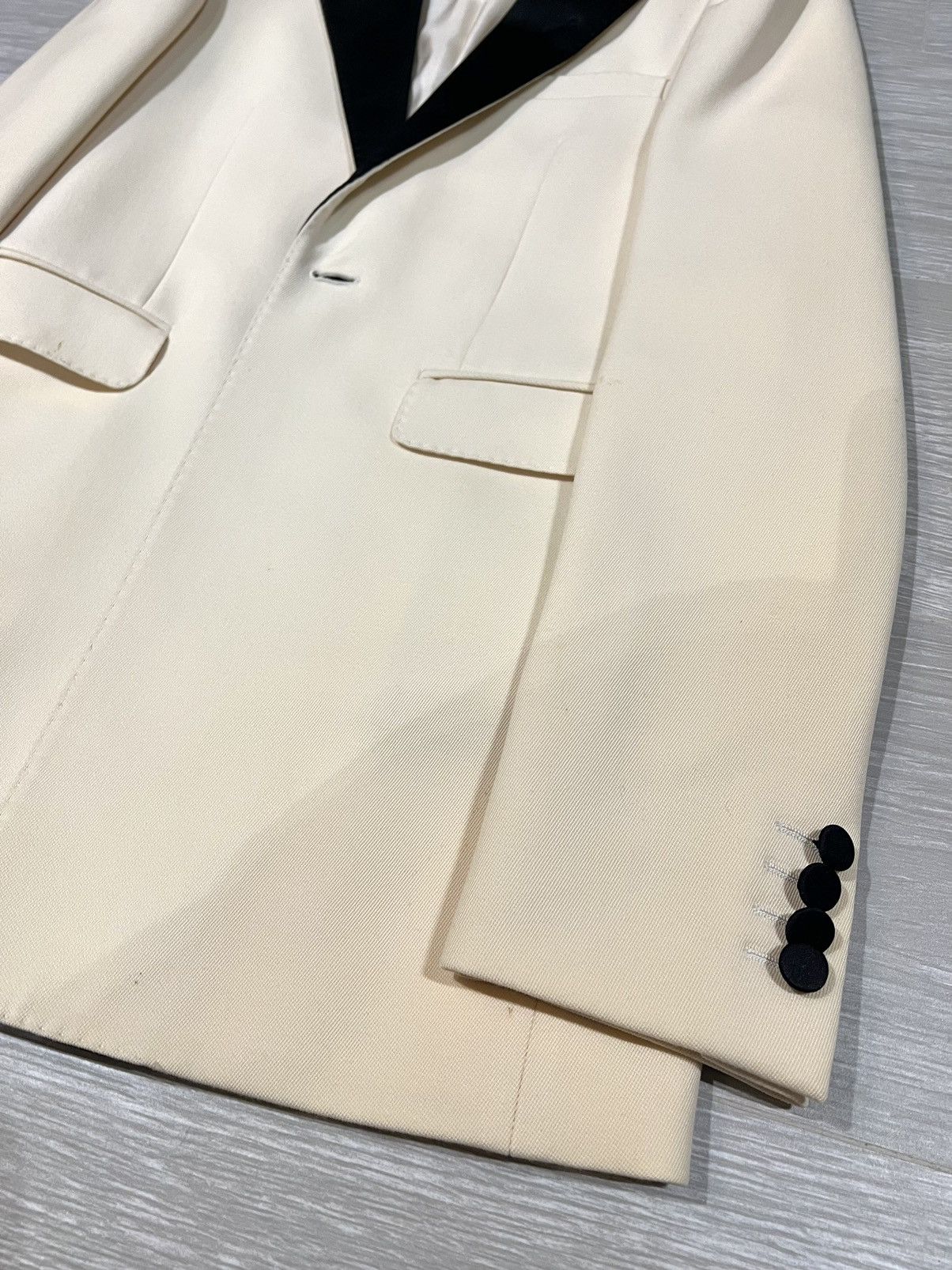 Hedi Slimane × Saint Laurent Paris 15FW Peaked Lapel White Blazer sz44 Size 44S - 3 Thumbnail