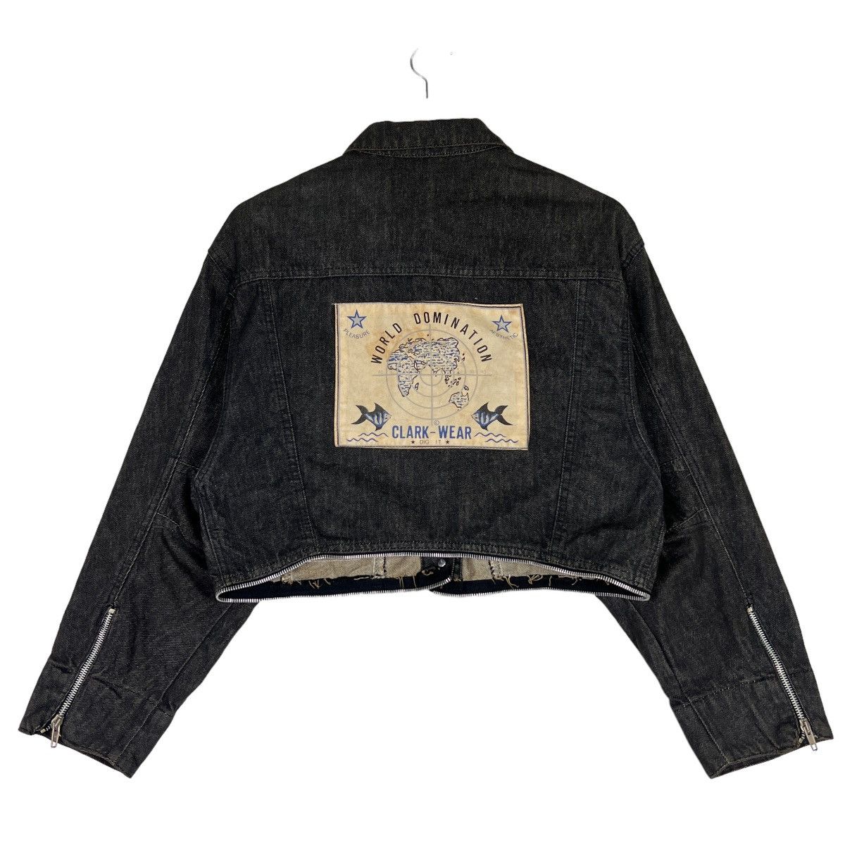 Japanese Brand 🔥 VINTAGE CLARK CUT OFF DENIM JACKET MADE IN ITALY Size US S / EU 44-46 / 1 - 8 Thumbnail