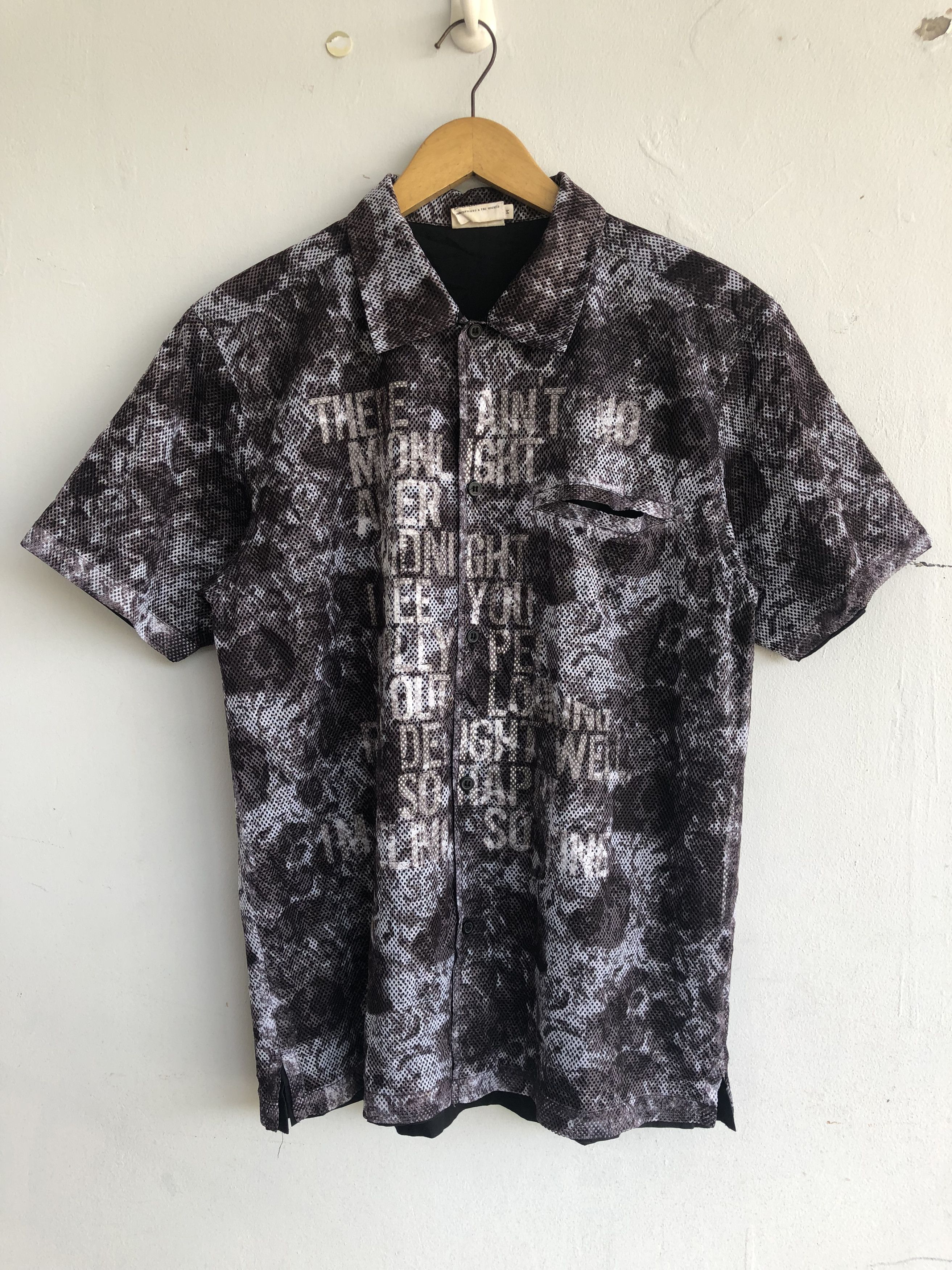 If Six Was Nine × Japanese Brand × Le Grande Bleu (L.G.B.) Y2k Badger Poem mesh button shirt Size US M / EU 48-50 / 2 - 1 Thumbnail