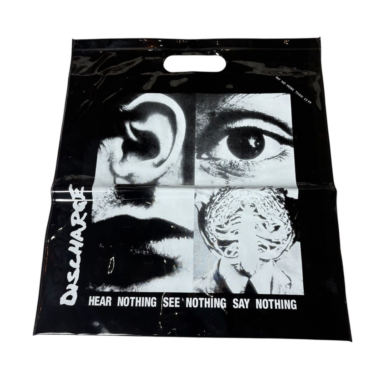 Band Tees x Vintage Discharge Hear Nothing Punk Tote Bag in Black, Men's