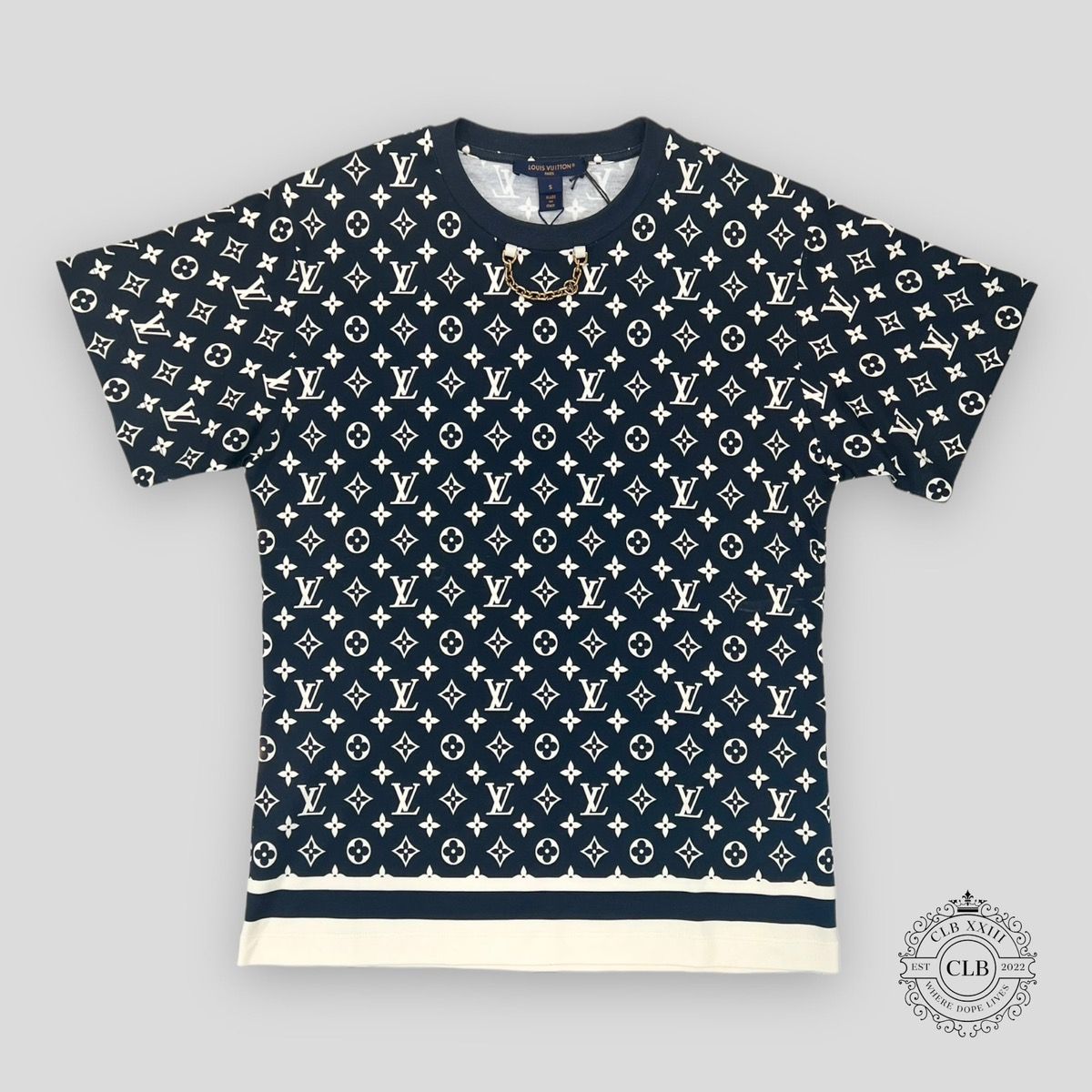 Louis Vuitton 2022 Stripe Accent Monogram T-Shirt - Black Tops