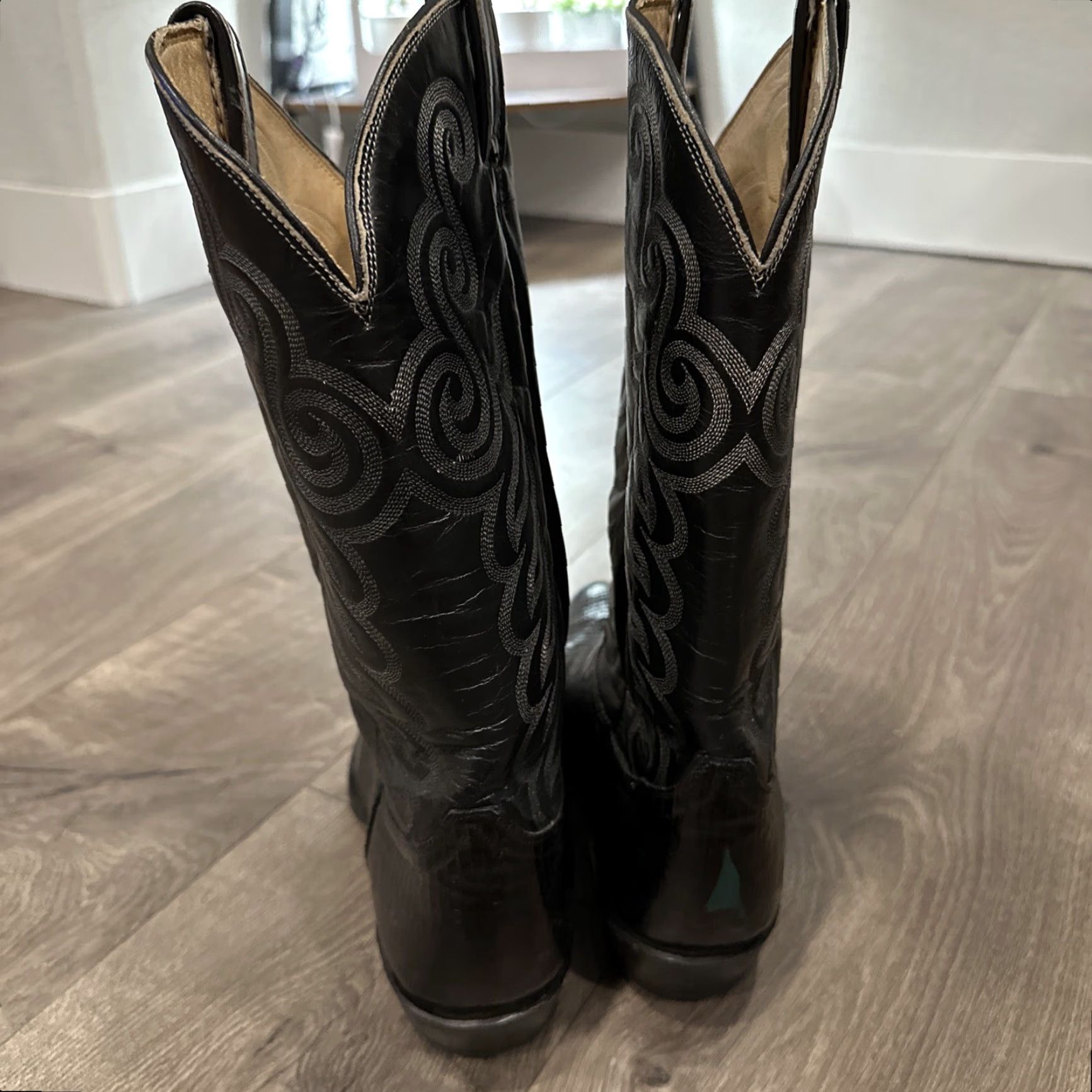 Tony Lama Tony Lama Western Boots Men 10.5 Black Leather Nacogdoches Teju Lizard Mid-Calf Pull On D Width Cowboy Shoe Size US 10.5 / EU 43-44 - 5 Thumbnail