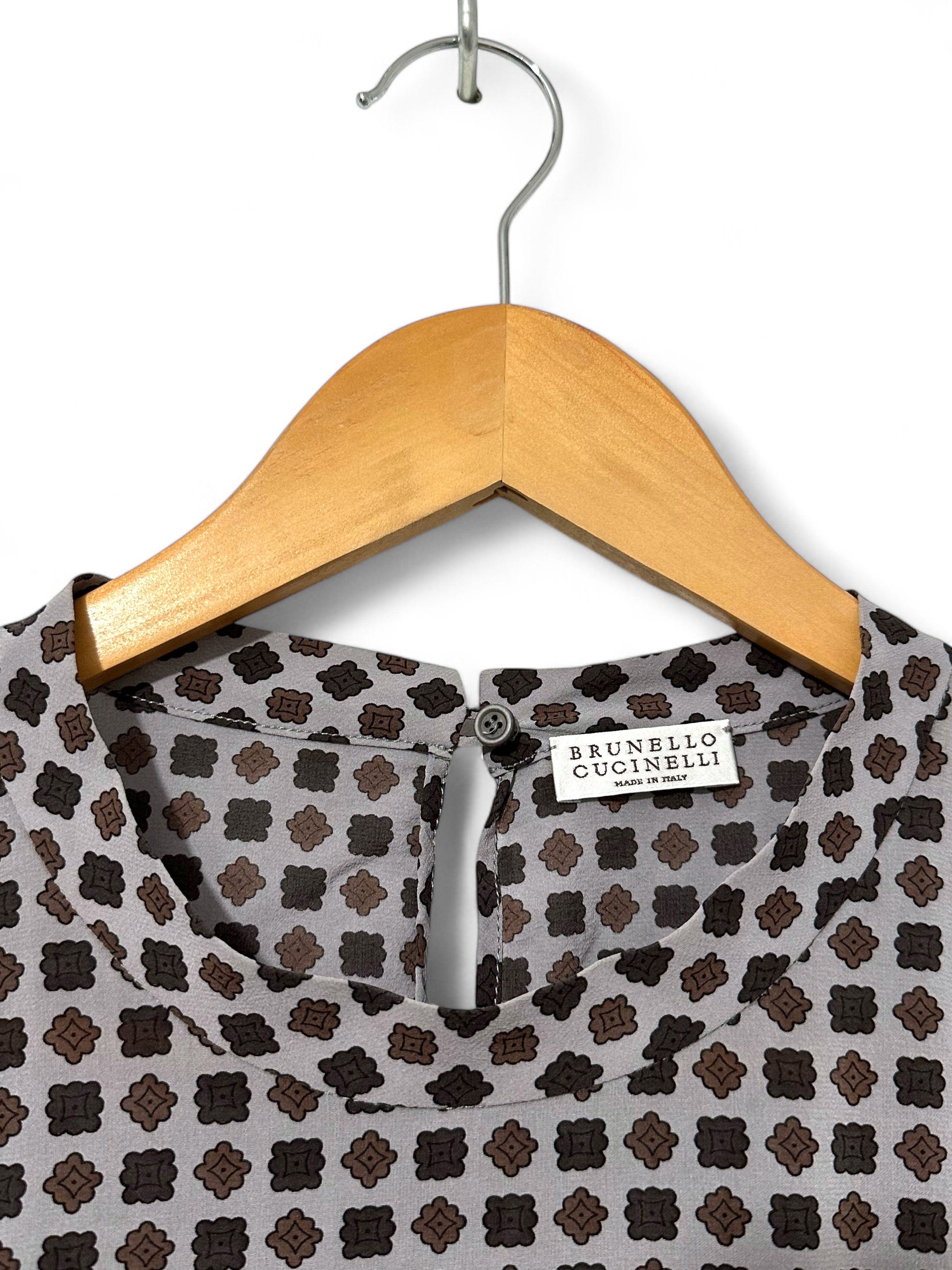 Brunello Cucinelli Brunello Cucinelli silk sleeveless printed blouse top Size L / US 10 / IT 46 - 2 Thumbnail