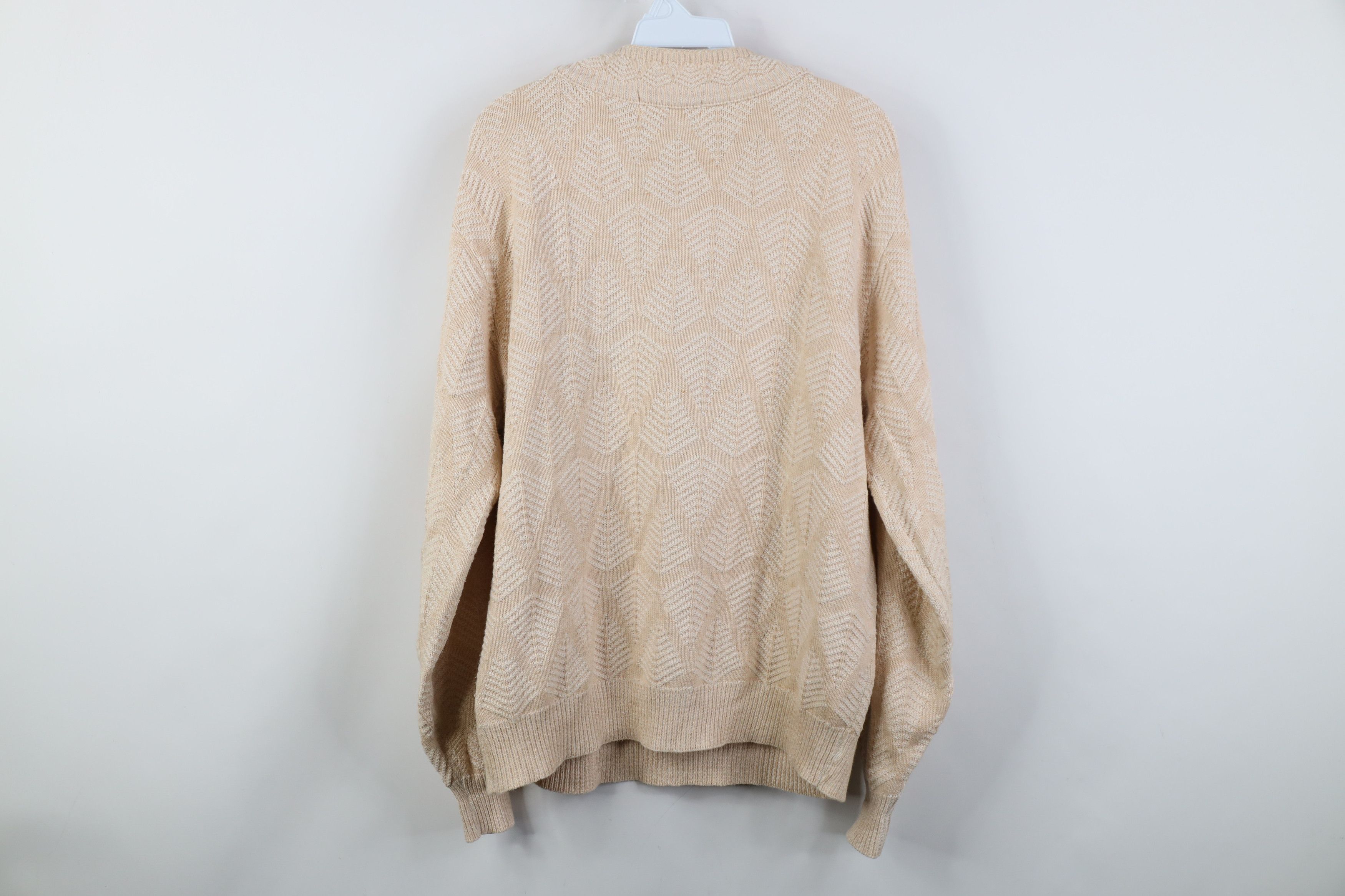 Vintage Vintage 90s Dapper Tree Knit V-Neck Sweater Beige USA Size US M / EU 48-50 / 2 - 9 Thumbnail
