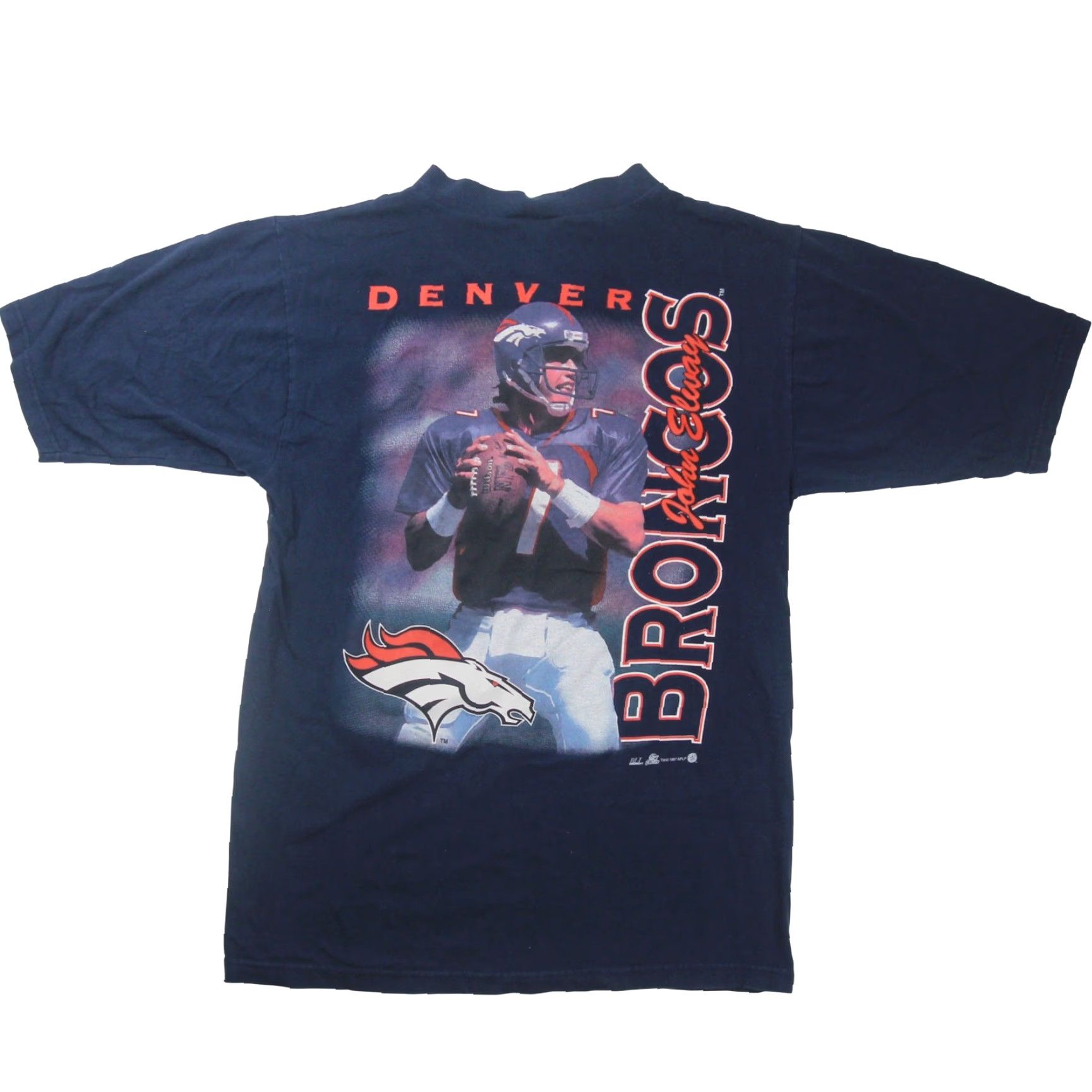 Vintage VINTAGE Denver Broncos John Elway Mens Medium Graphic T Shirt Blue Size US M / EU 48-50 / 2 - 2 Thumbnail