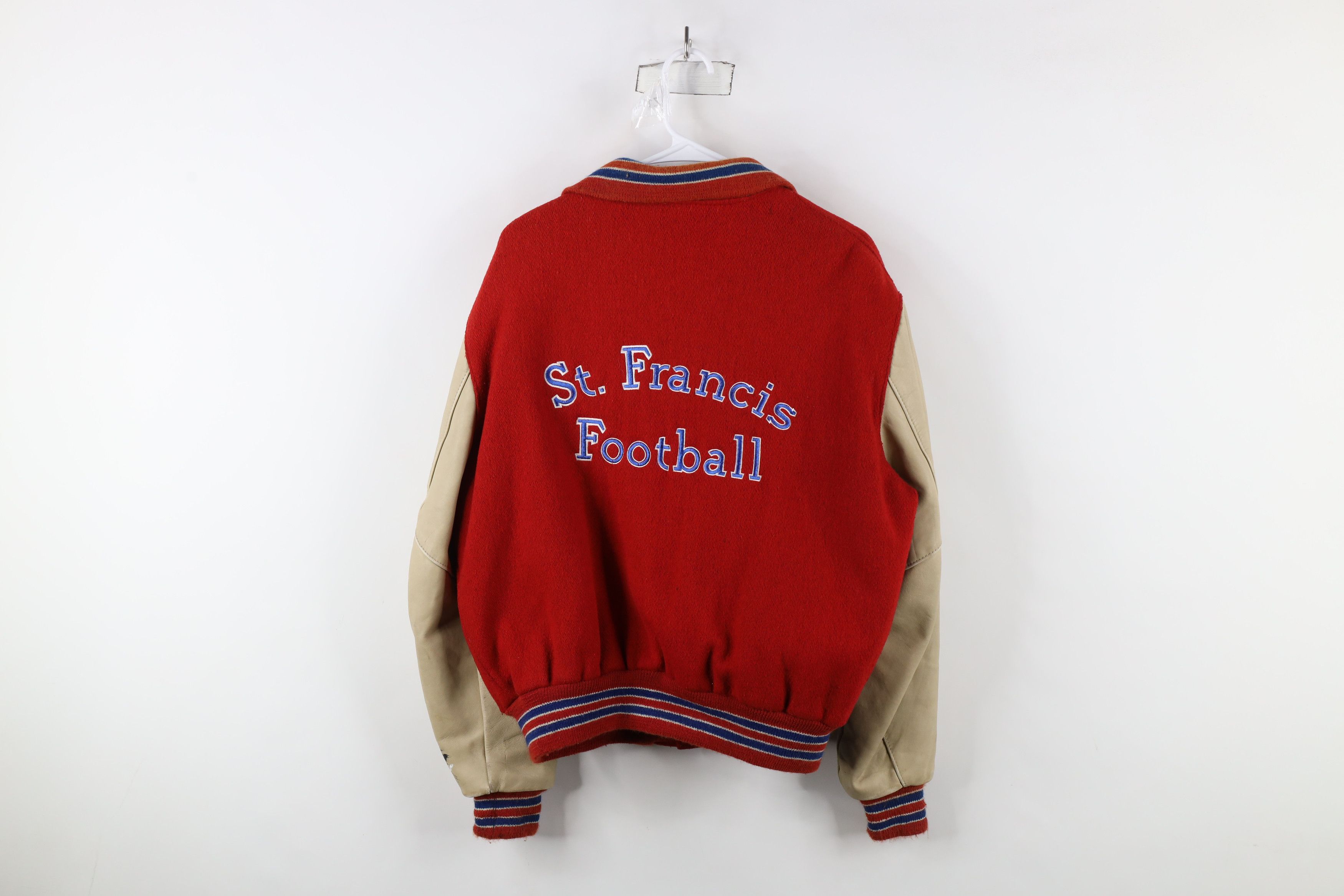 Vintage Vintage 90s Wool Leather St Francis Football Varsity Jacket Size US L / EU 52-54 / 3 - 13 Thumbnail