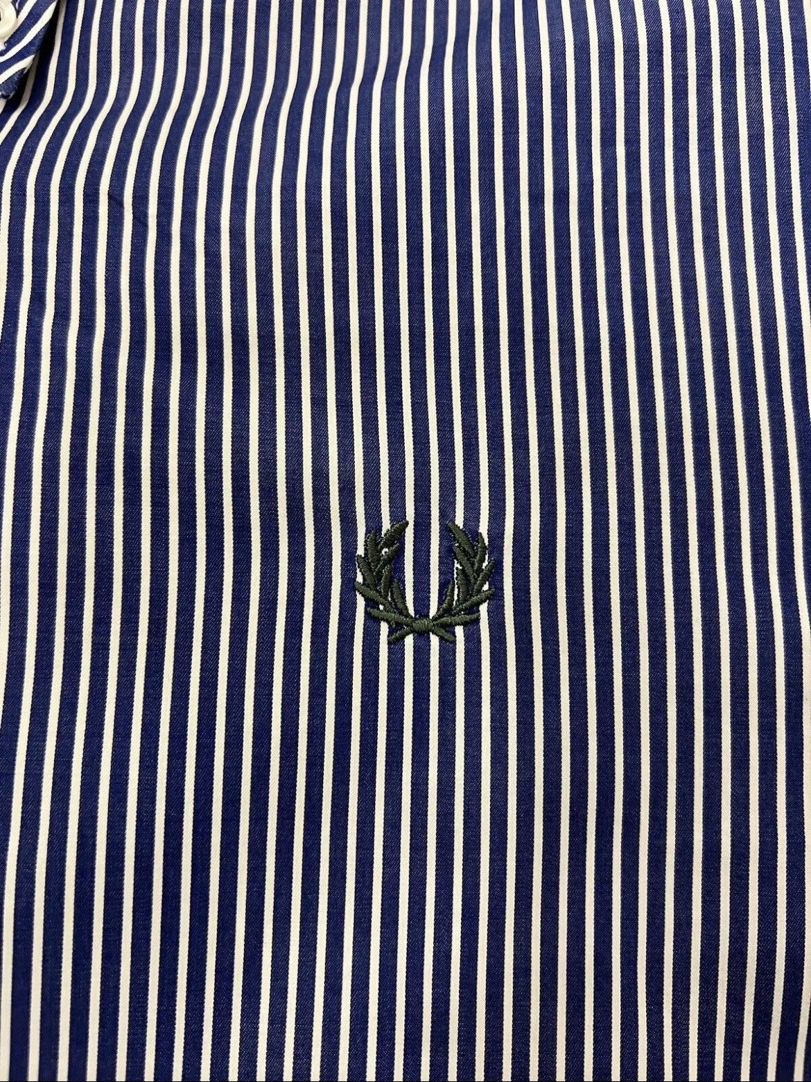 Fred Perry × Vintage VTG Shirt Fred Perry Blue Striped with Big Logo Long Sleeve Size US XL / EU 56 / 4 - 3 Thumbnail