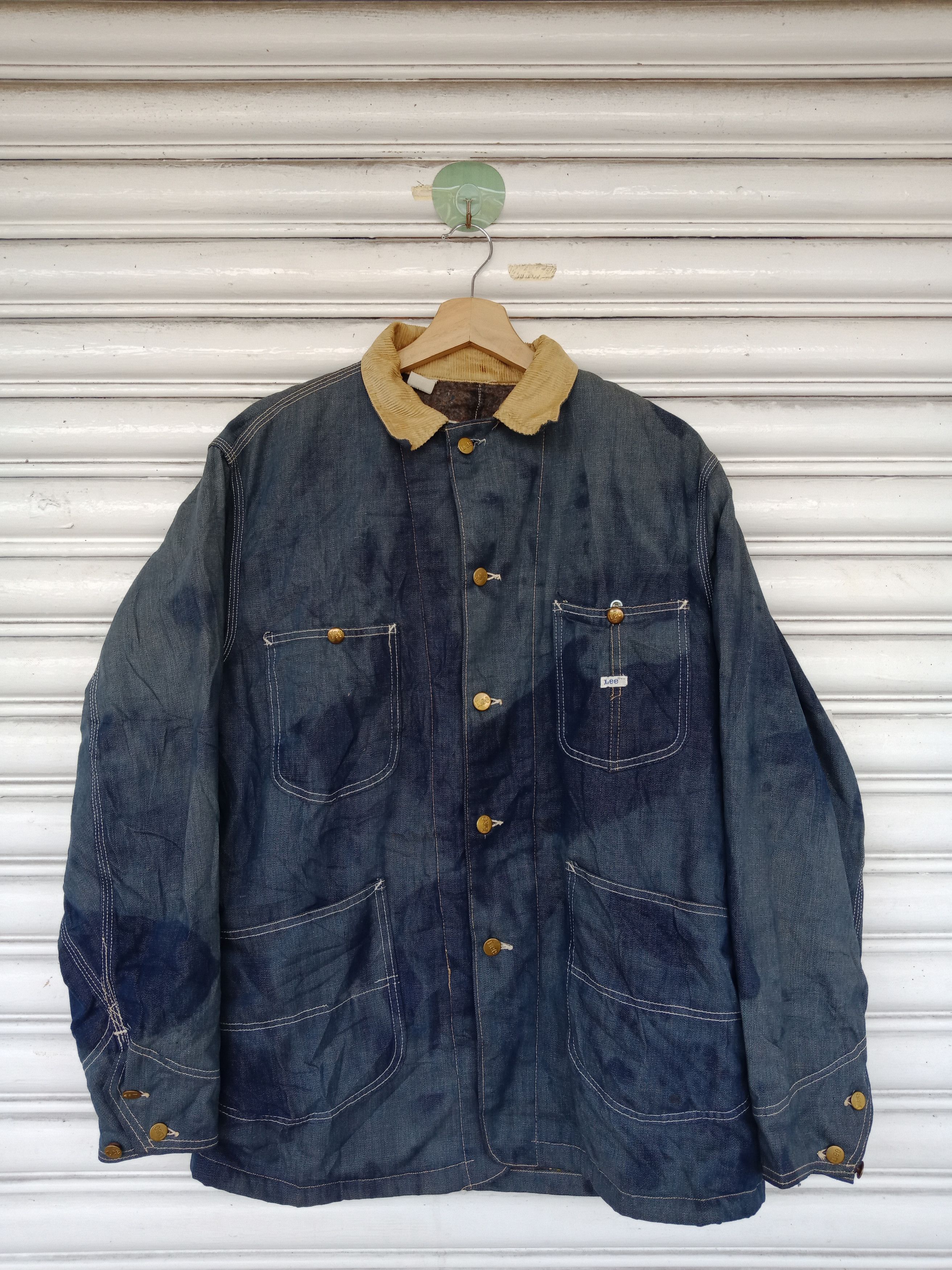 Lee 70s Lee Blanket Washed Blue Faded Chore Denim Jacket Size US L / EU 52-54 / 3 - 1 Thumbnail