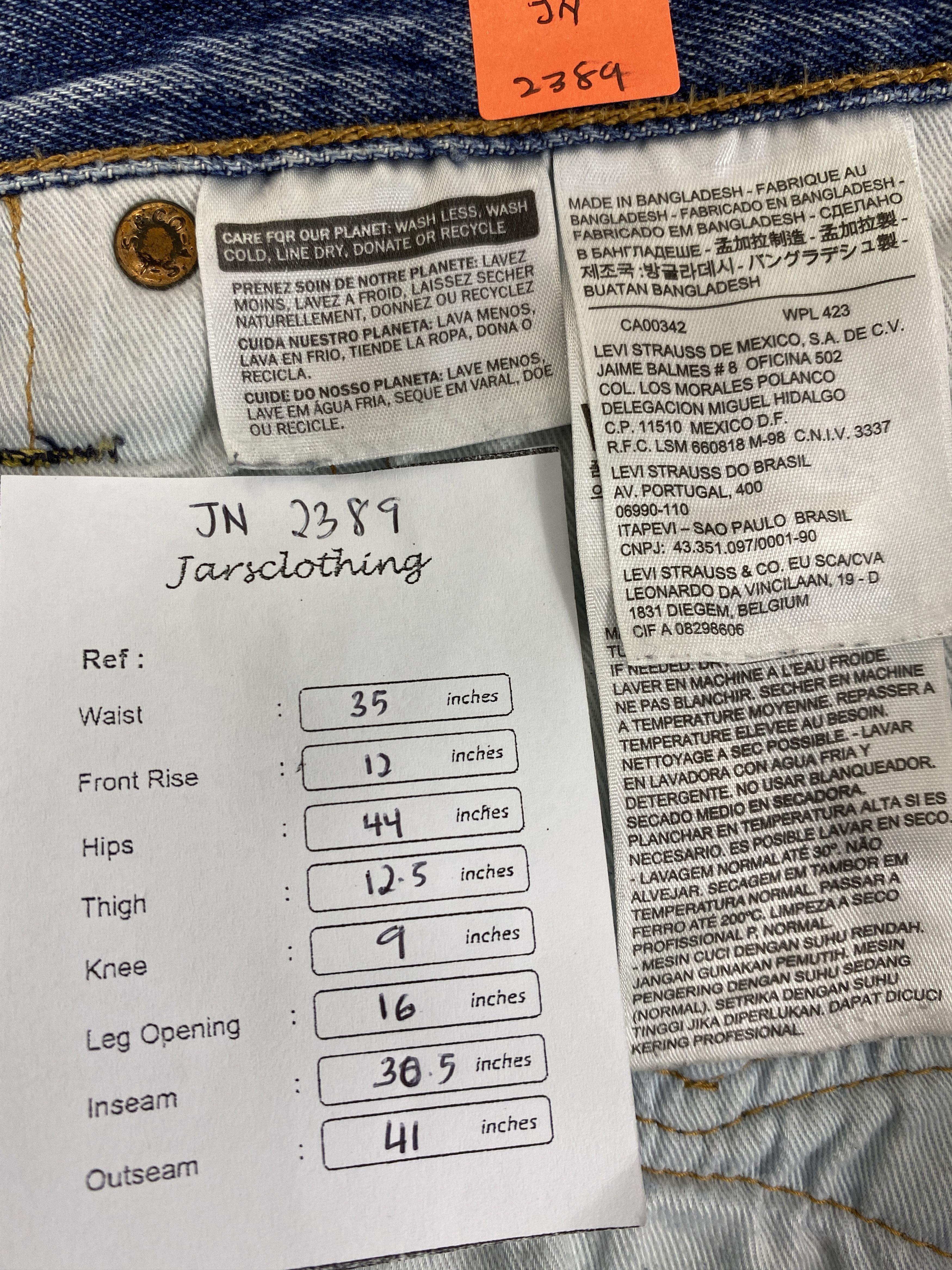 Levi's Dirty Used Blue Vintage Levi's 501 35x30.5 Denim -JN2389 Size US 35 - 8 Thumbnail