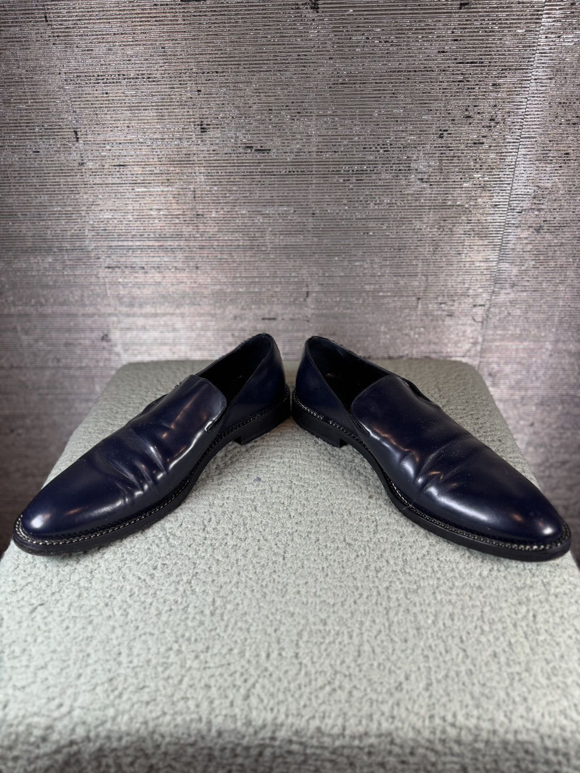 John Galliano John Galliano Navy Blur Leather Flats Size US 10 / EU 43 - 3 Thumbnail
