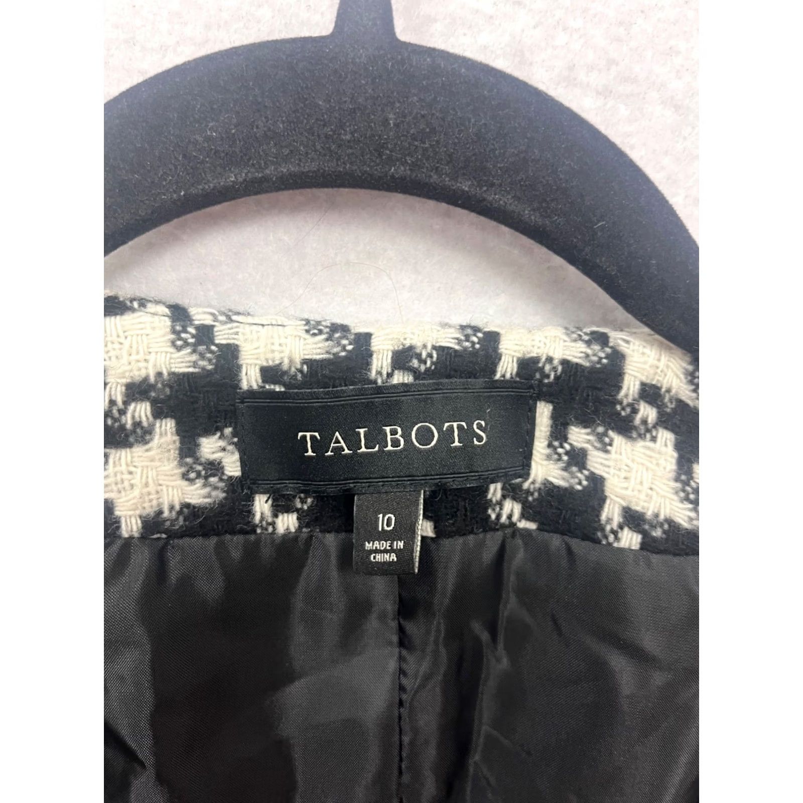 Talbots Talbots Womens Blazer Houndstooth Size 10 Black Wool/Nylon Like New Pants Suit Womens Size L / US 10 / IT 46 - 3 Thumbnail