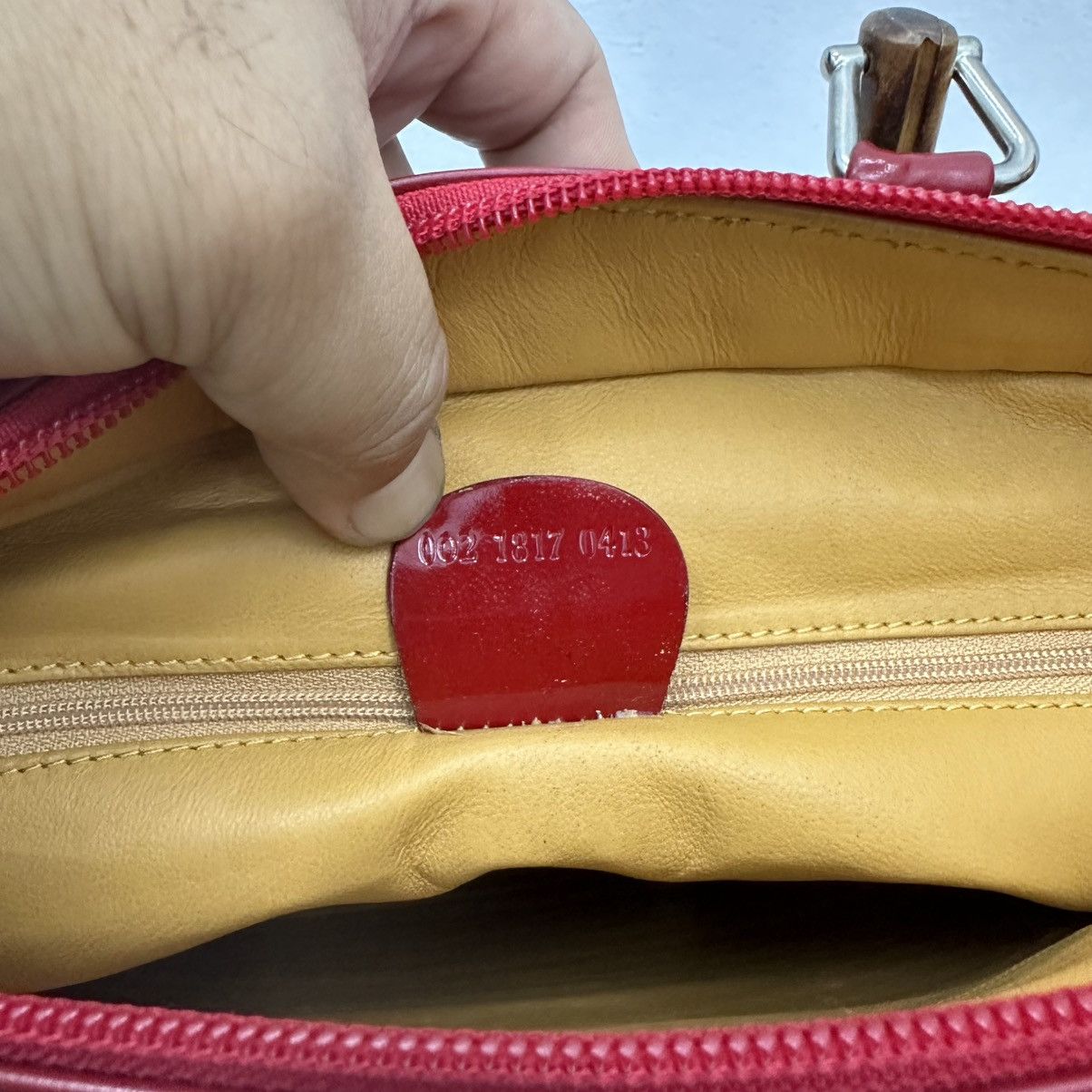 Vintage ‼️YES‼️AUTHENTIC GUCCI BAMBOO 1990s RED PATENT LEATHER HANDBAG Size ONE SIZE - 12 Thumbnail
