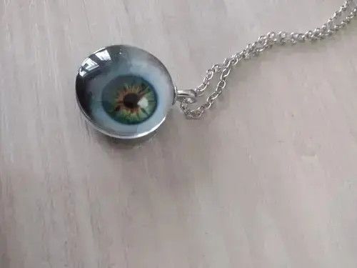 Jewelry Gothic Horror Eye Charm Necklace in Silver, Men's