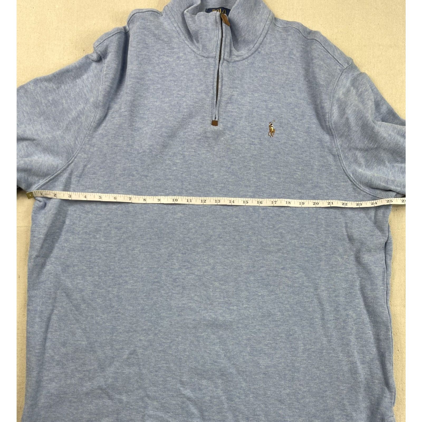 Polo Ralph Lauren Polo Ralph Lauren Sweater Mens 1/4 Zip Mock Neck Ribbed Light Blue XXL Logo Pullover Size US XXL / EU 58 / 5 - 4 Thumbnail