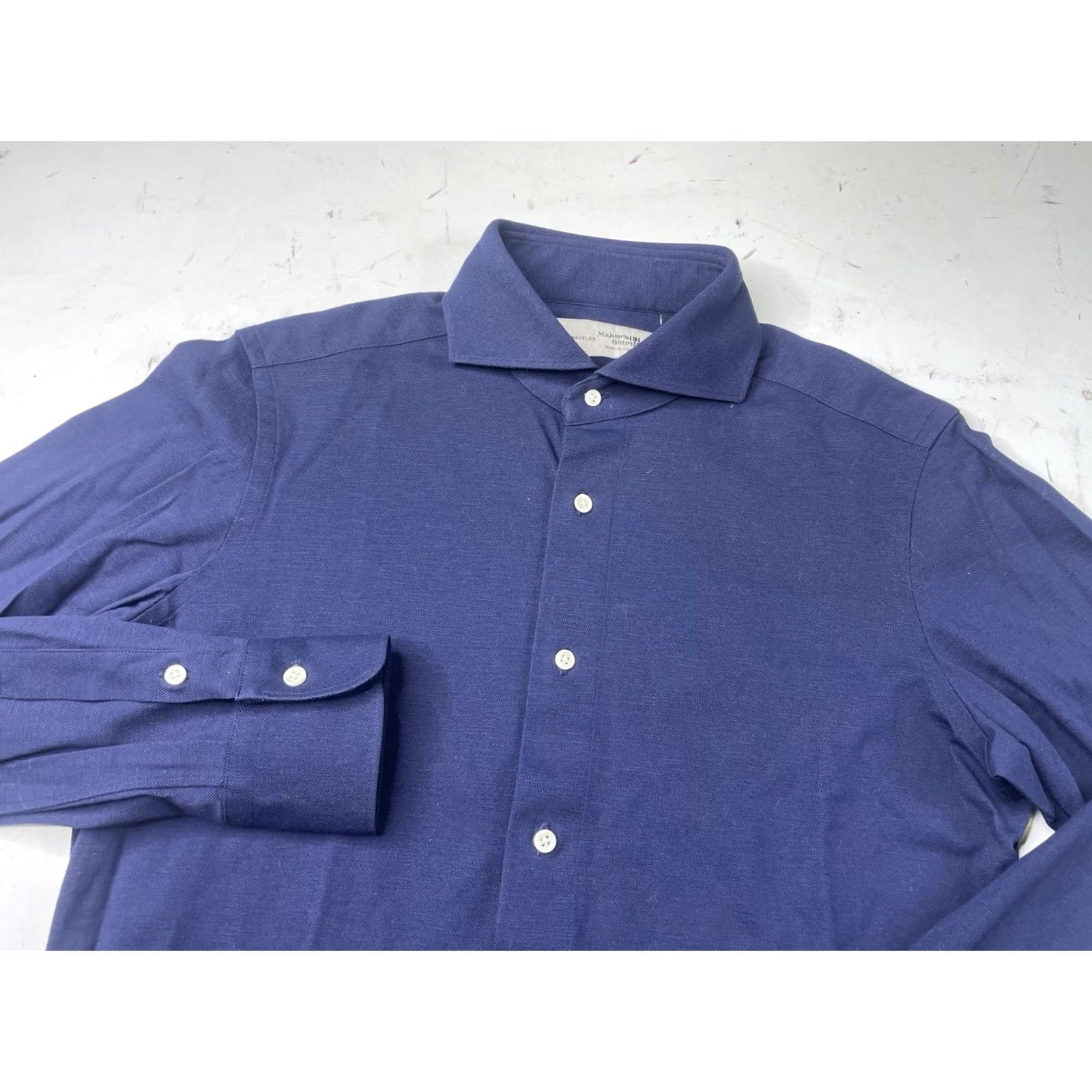 Kamakura Dress Shirt Mens 15.5 Blue Traveler Button Down Long Sleeve Textured Japan Makers, Men's (Size 42r) — image 2 of 6