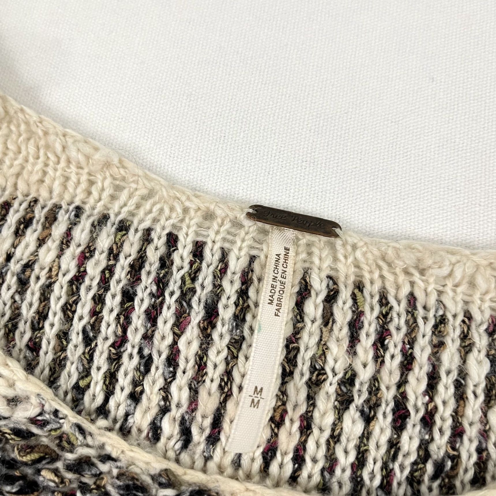 Free People VINTAGE Free People Sweater Woman M Brown Gray Striped Wool Blend Knit Granola Girl Size M / US 6-8 / IT 42-44 - 2 Thumbnail