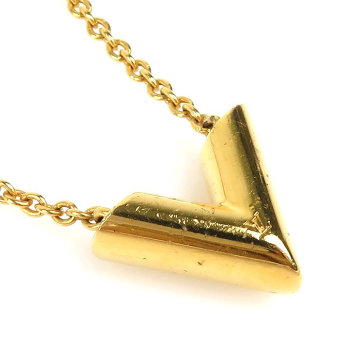 Louis Vuitton Essential V Necklace M61083 Gold Plated Women's LOUIS VUITTON