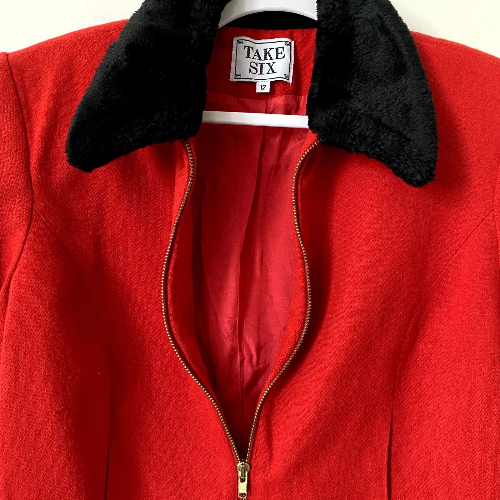 Vintage Vintage Take Six Wool Blend Cropped Zip Fur Collar Jacket Size XL / US 12-14 / IT 48-50 - 2 Thumbnail