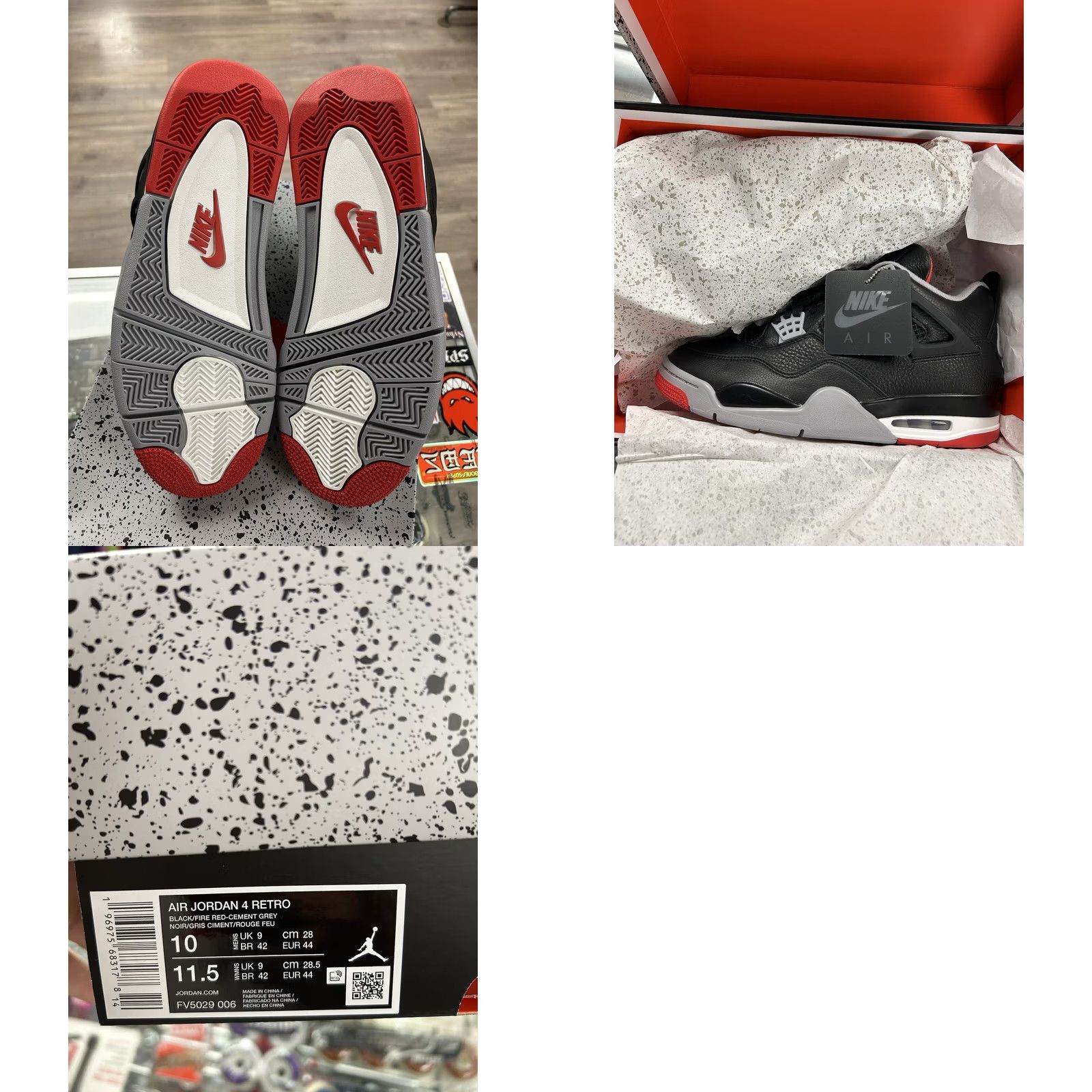 Jordan Brand Air Jordan 4 Retro BRED Reimagined 2024 Nike Sneaker Mens US 10 Black FV5029 006 10286-1 Size US 9 / EU 42 - 9 Thumbnail