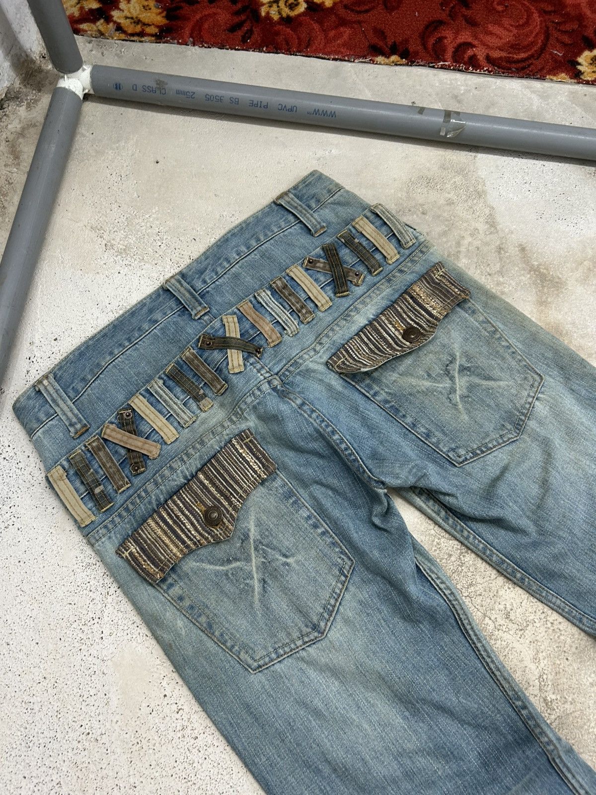 If Six Was Nine Vintage Dominate Double Waist Belt Loop Light Dirty Washed Size US 33 - 19 Thumbnail