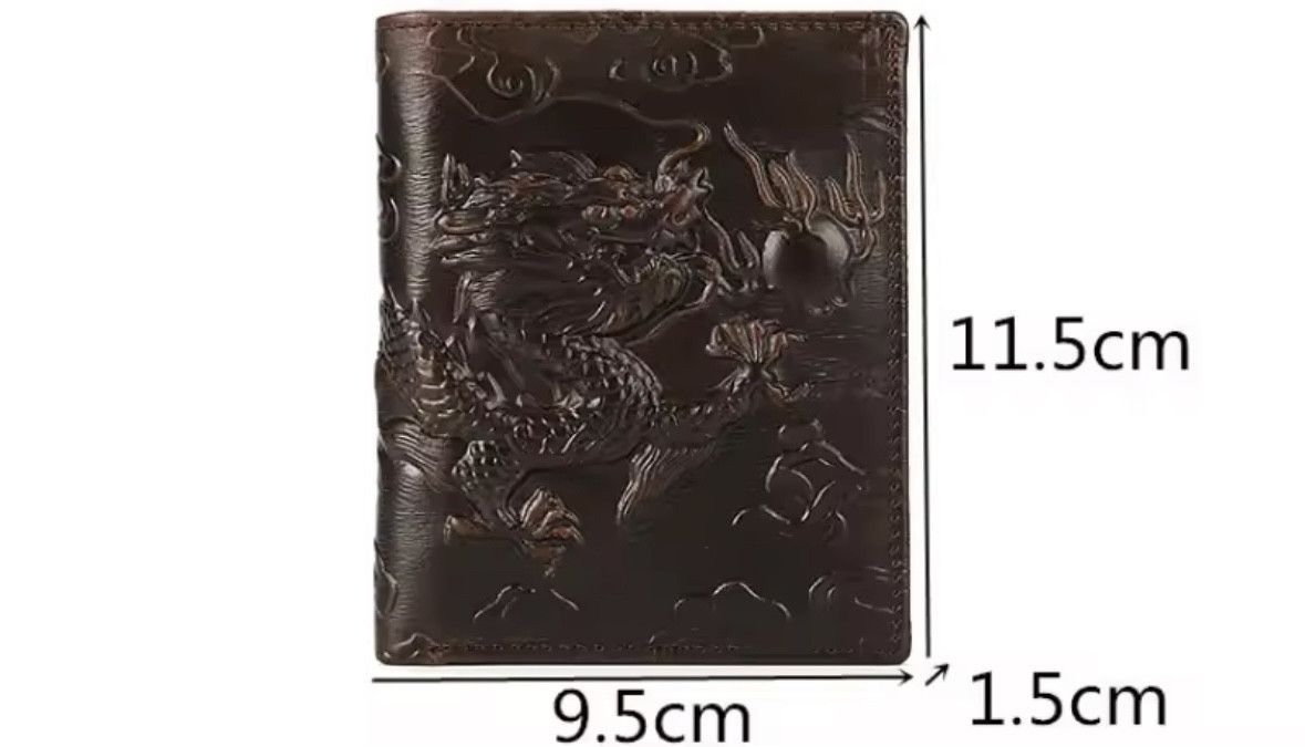 Vintage High Quality Leather Short Wallet 3D Dragon Card Wallet Size ONE SIZE - 8 Thumbnail