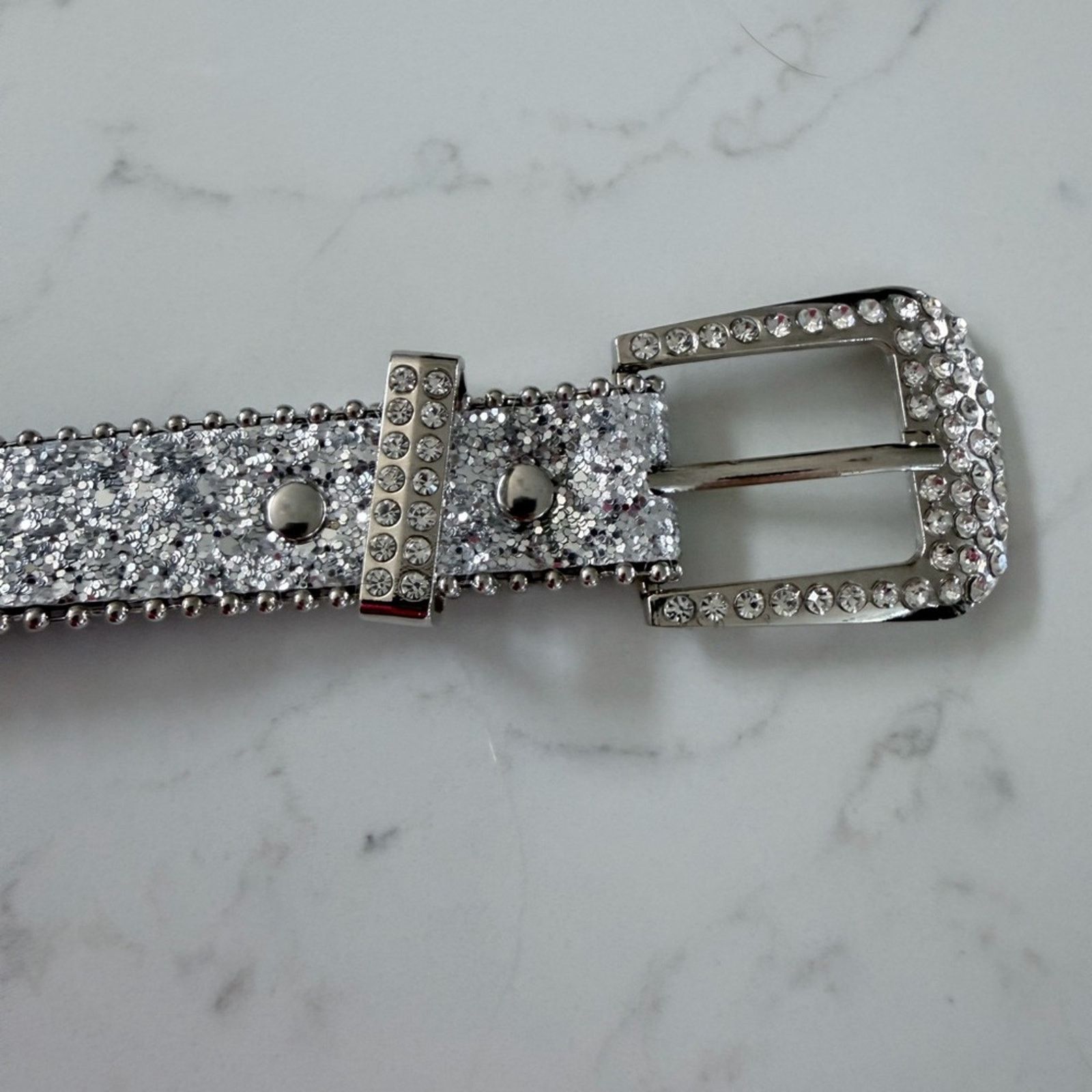 Other New Y2K Silver Full Rhinestone Embellished Belt Size ONE SIZE - 3 Thumbnail