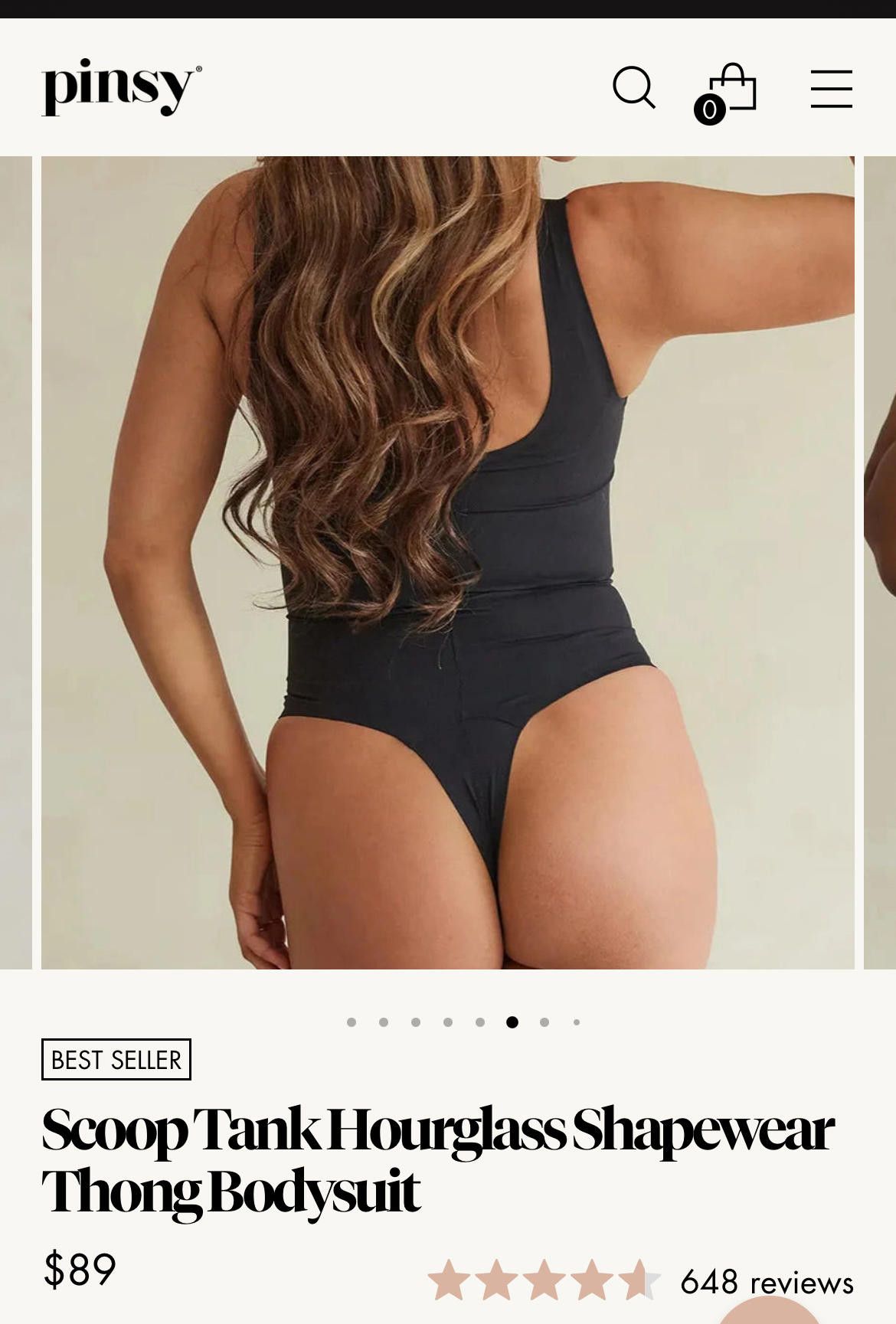 Designer Pinsy Scoop Tank Shapewear Thong Bodysuit Sz Large Long Size ONE SIZE - 2 Thumbnail