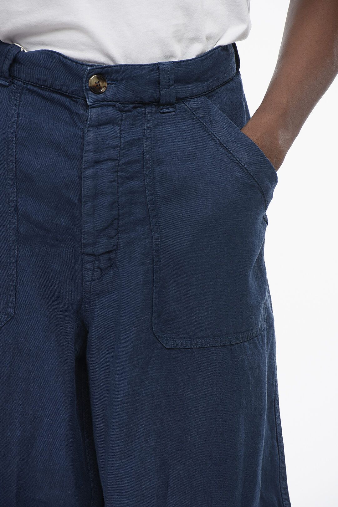 Brunello Cucinelli og1mm0825 4-Pocketed Linen Pant in Blue Size US 44 / EU 60 - 2 Thumbnail