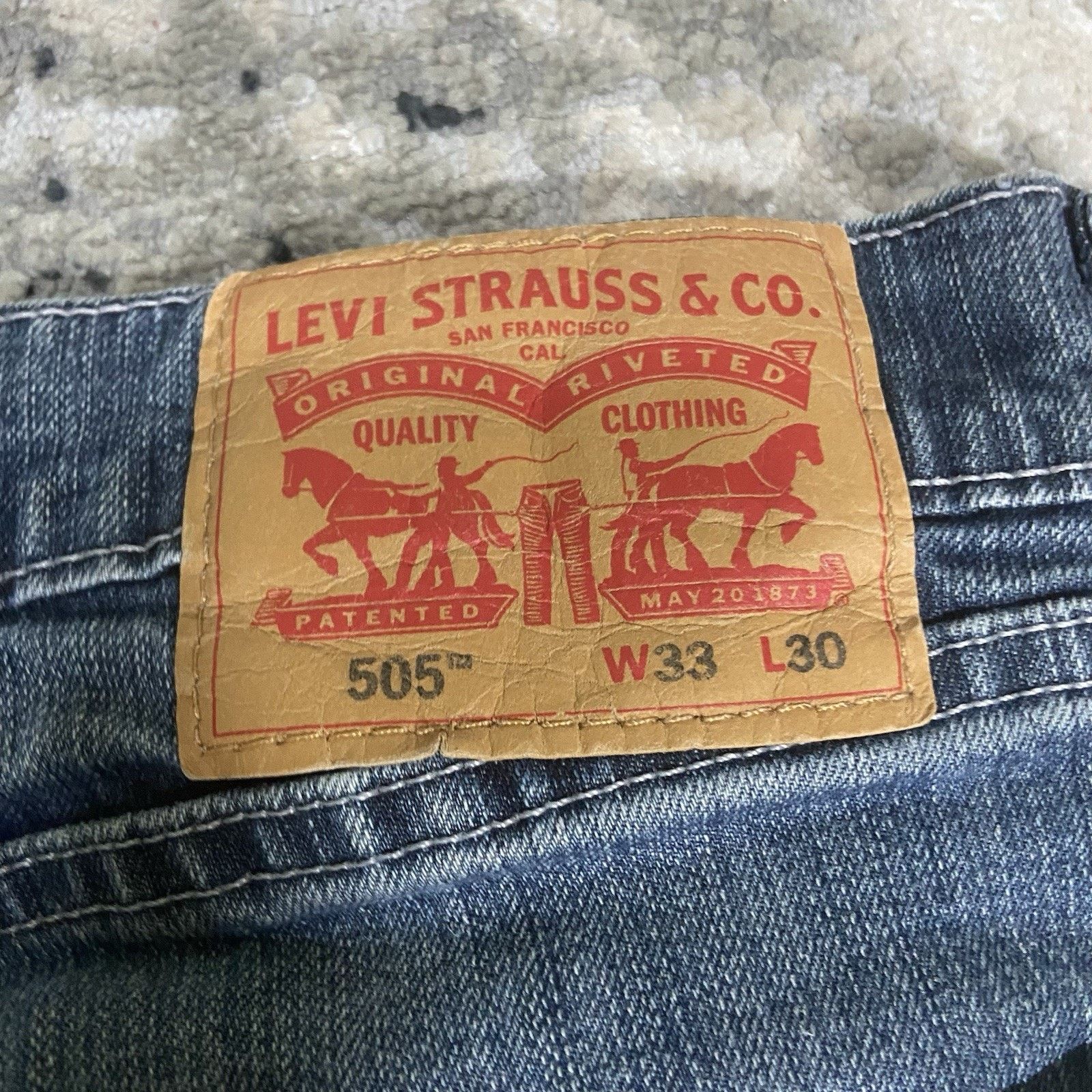 Levi's Levis 505 Jeans Mens 33x30 Gray Black Denim Faded Stone VTG Size US 33 - 3 Thumbnail
