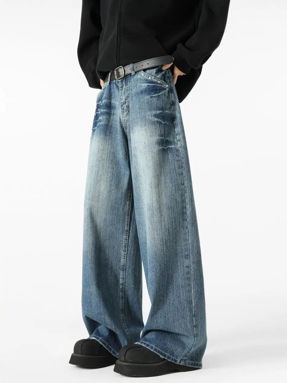 Japanese Brand Retro straight leg wide leg lightning jeans Size US 32 / EU 48 - 5 Thumbnail