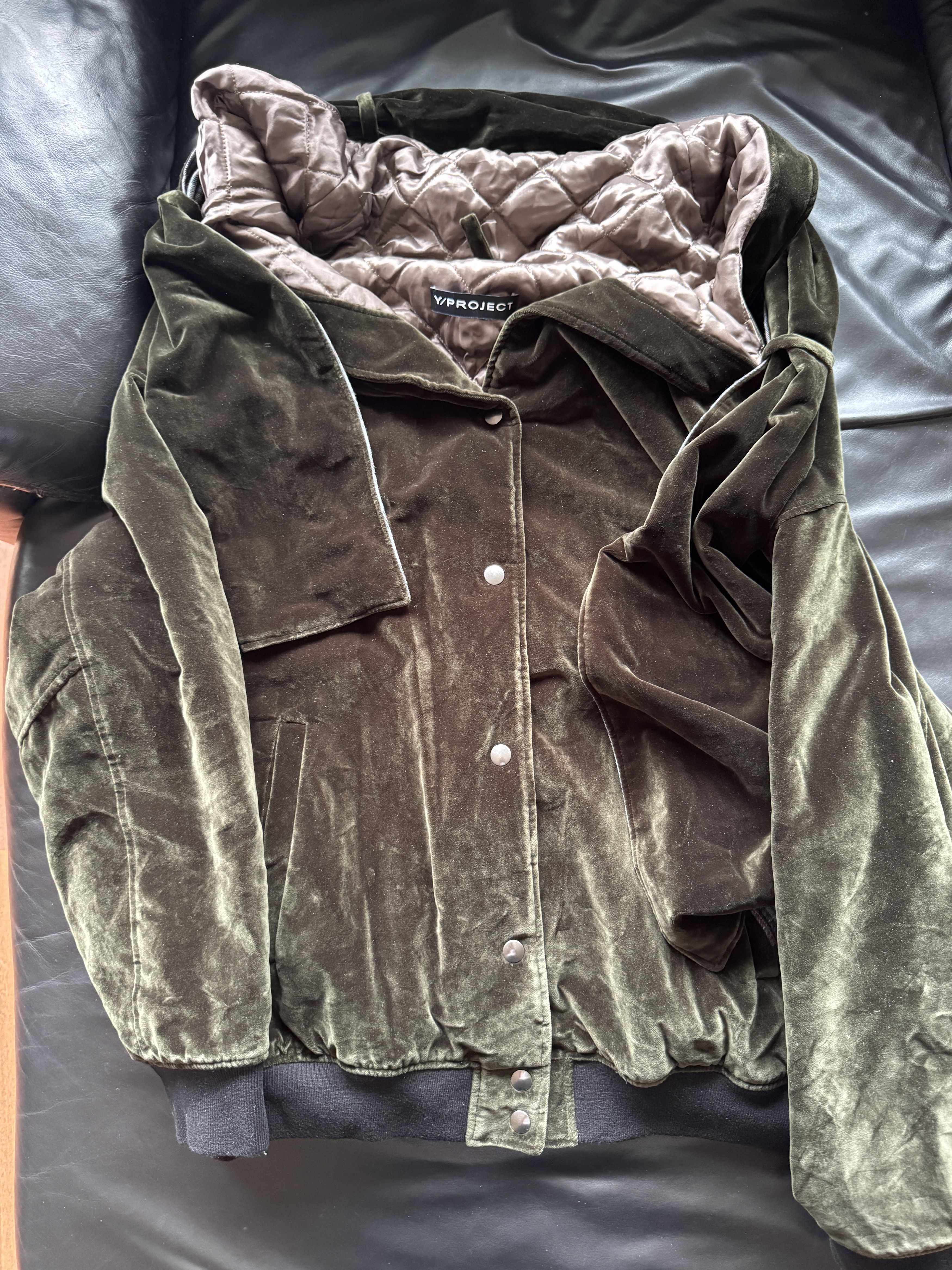 Y/Project Green Velvet Bomber with Scarf Attachment (Sample) Size US XL / EU 56 / 4 - 10 Thumbnail