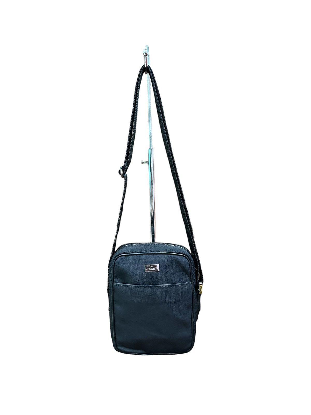 Authentic Gucci Small Black Canvas Crossbody Bag, Men's