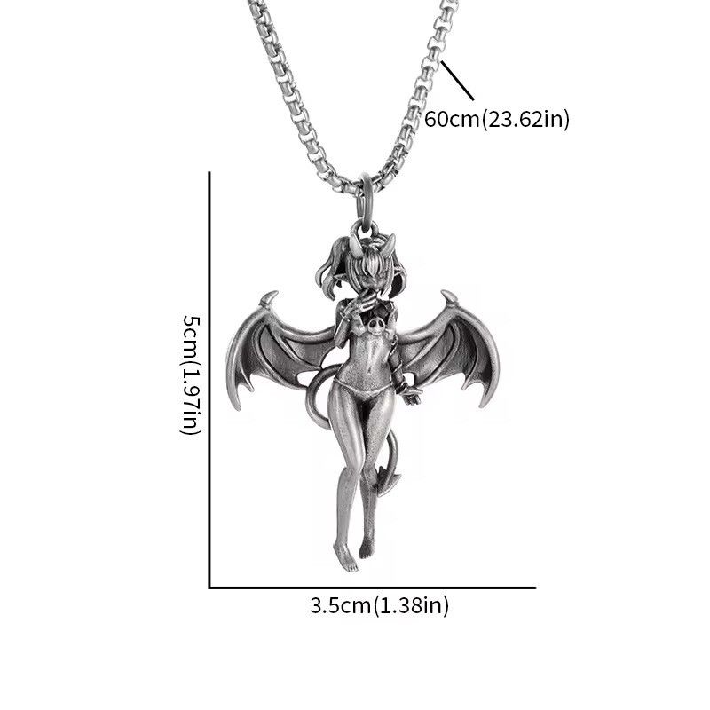 Jewelry Sexy Devil Bat Girl Pendant Necklace Size ONE SIZE - 6 Thumbnail