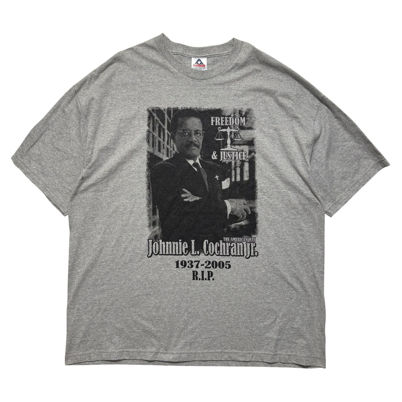 Alstyle Y2K 00's Johnnie Cochran Memorial T-Shirt Gray 3XL Size US XS / EU 42 / 0 - 1 Thumbnail