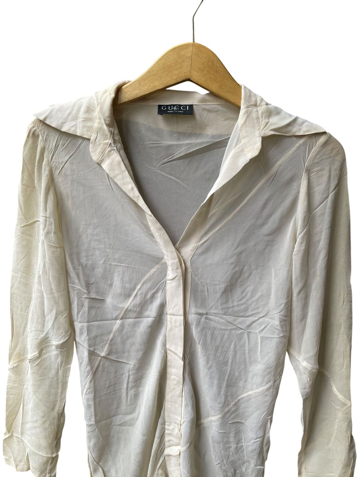 Gucci 1997 Gucci Tom Ford Rayon/Silk Sheer Mesh Cowl Neck Shirts Size S / US 4 / IT 40 - 6 Thumbnail