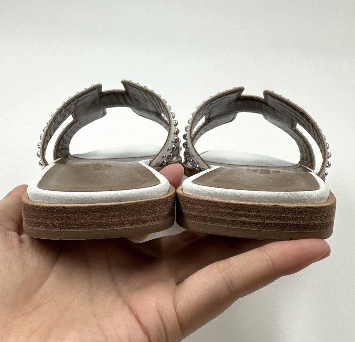 Hermes Hermes Studded H White & Brown Sandals K12 Size US 6 / IT 36 - 5 Thumbnail