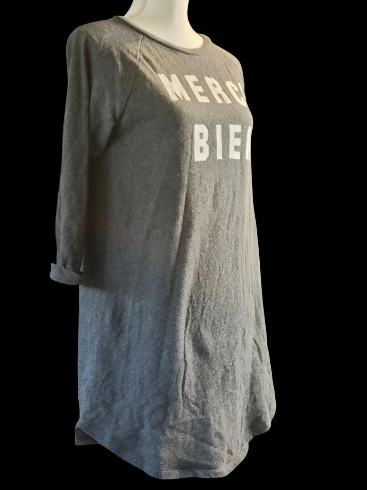 Forever 21 Forever 21 Grey Long Sleeve Dress with 'MERCI BIEN' Print Size S / US 4 / IT 40 - 4 Thumbnail
