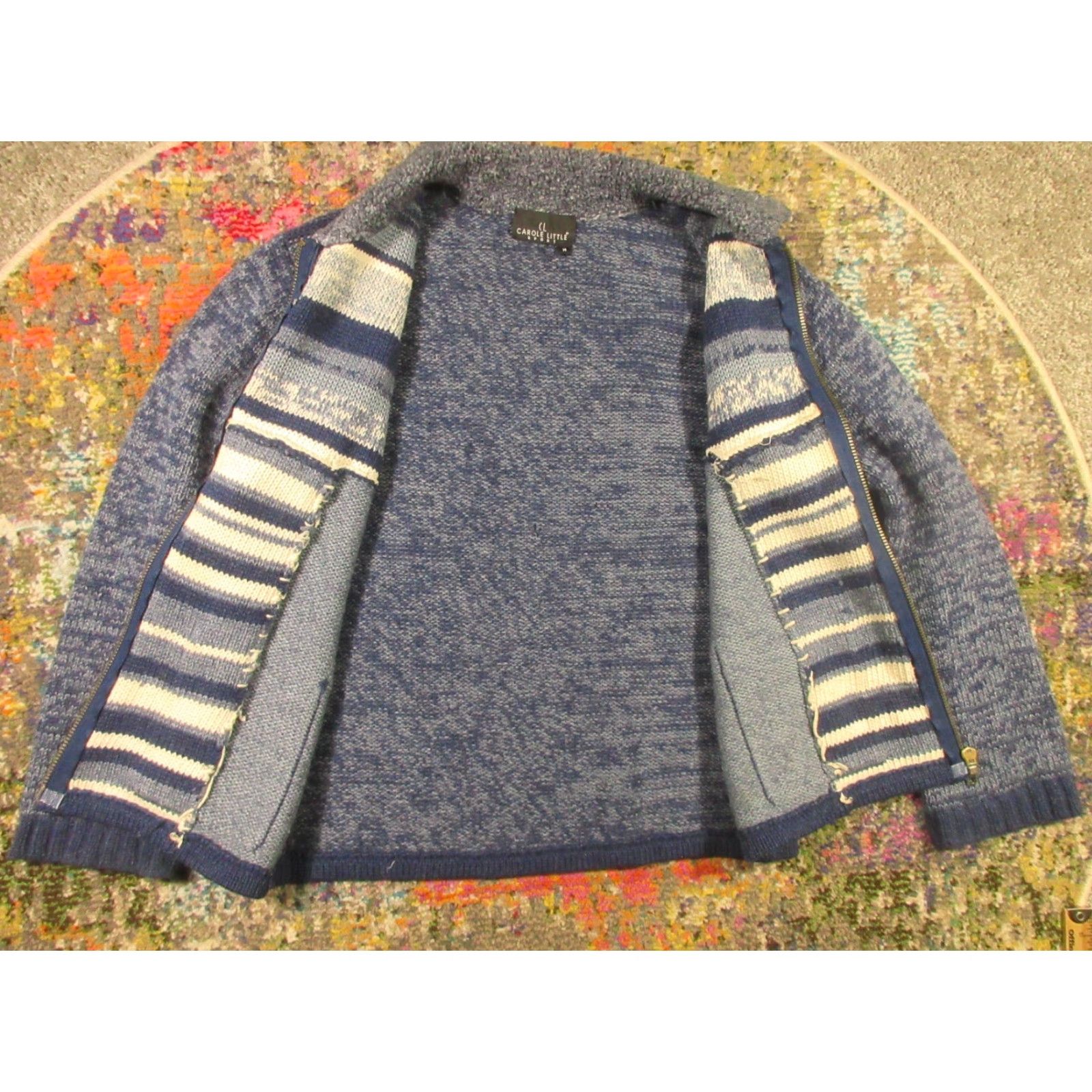 Vintage VINTAGE Carole Little Wool Sweater Women M Blue Full Zip Collared Pockets Aztec Western Size M / US 6-8 / IT 42-44 - 7 Thumbnail