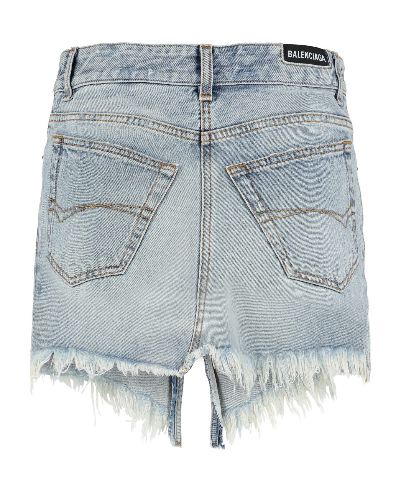 Balenciaga o1y0625 Denim Mini Skirt in Light Blue Size 28" / US 6 / IT 42 - 2 Thumbnail