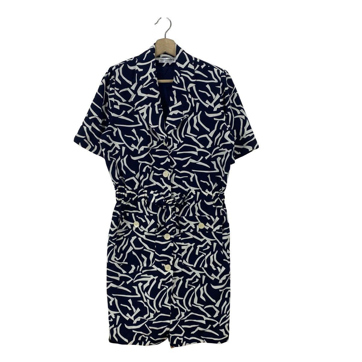 Vintage Vintage GUY LAROCHE Paris Abstract Print Shirt Dress Size M / US 6-8 / IT 42-44 - 3 Thumbnail