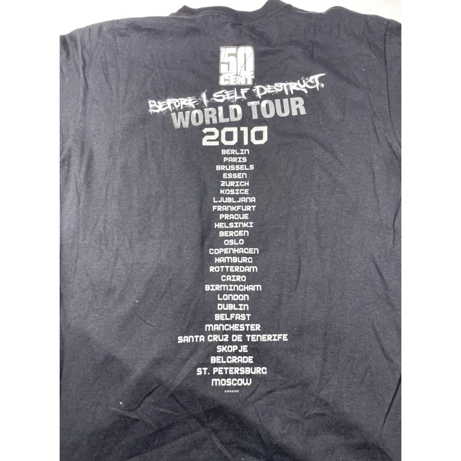 Anvil VINTAGE 50 CENT T-Shirt Black L Short Sleeve Crew Neck Double-Sided Logo Anvil Cotton Hip Hop Rap World Tour 2010 Before I Self Destruct Men Size US L / EU 52-54 / 3 - 5 Thumbnail