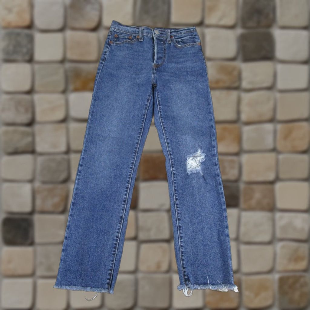 Levi's VINTAGE Levi's Jeans Womens 27 Straight Fit Medium Dark Wash Denim Ripped 90s Girls Size 27" / US 4 / IT 40 - 1 Thumbnail