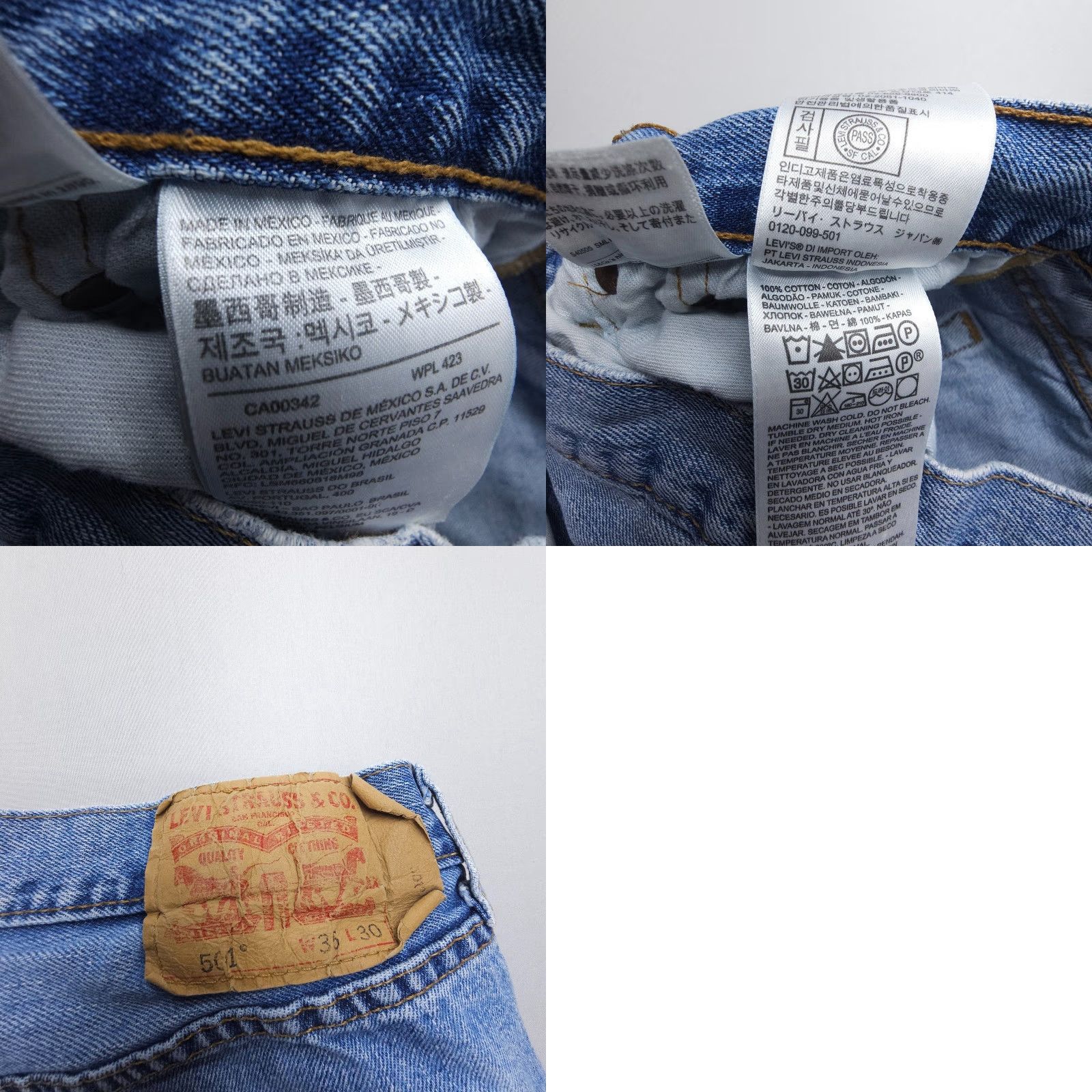 Levi's Levi's 501 Jeans Mens 36x30 Light Wash Blue Denim Button Fly Straight 5-Pocket Regular Rise Vintage No Size US 36 / EU 52 - 8 Thumbnail