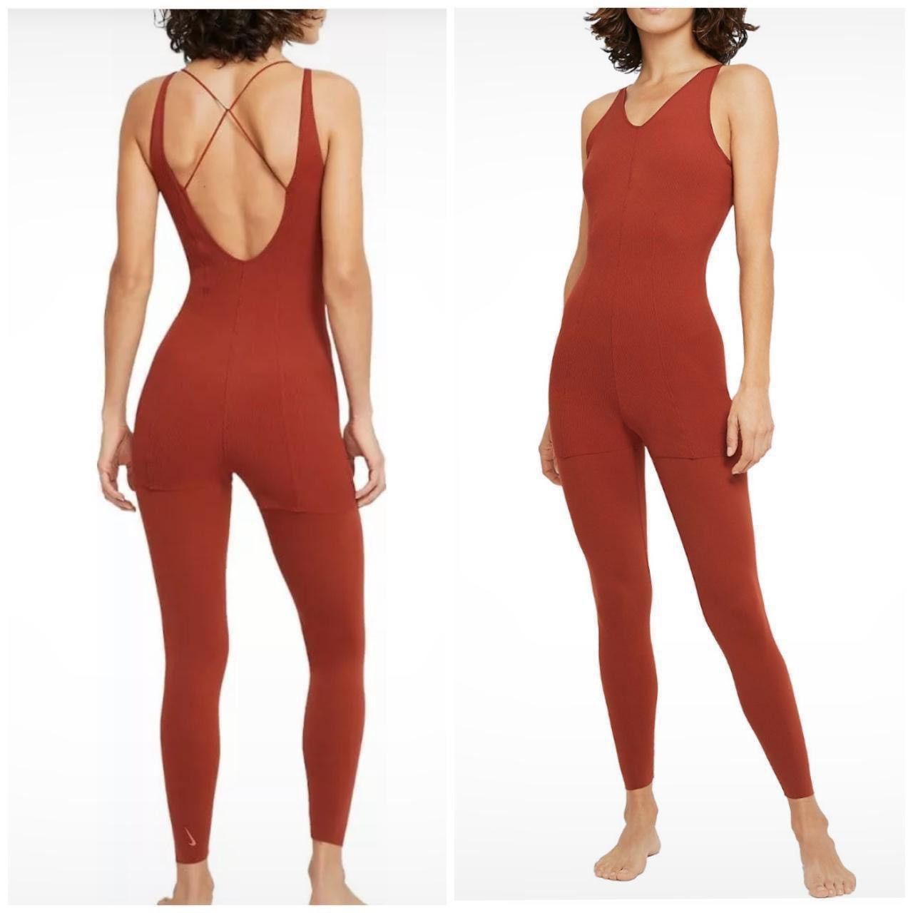 Nike Nike Yoga Infinalon NY Luxe layered 7/8 jumpsuit burnt Size 27" / US 4 / IT 40 - 4 Thumbnail