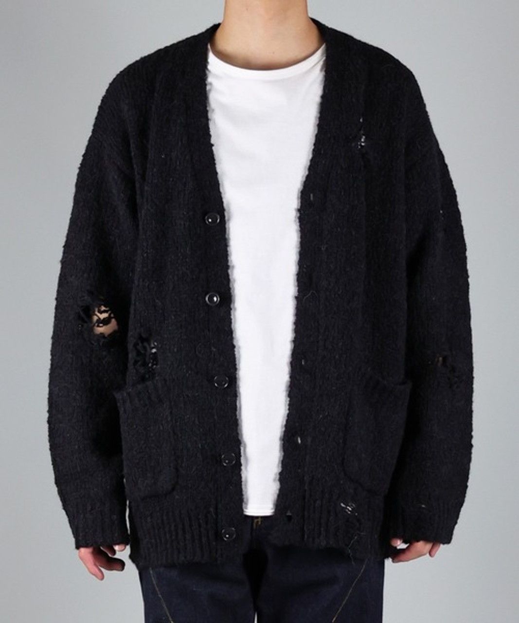 Japanese Brand 🔥🔥 Number (N)ine Distressed Alpaca Knit Cardigan Size US L / EU 52-54 / 3 - 11 Thumbnail
