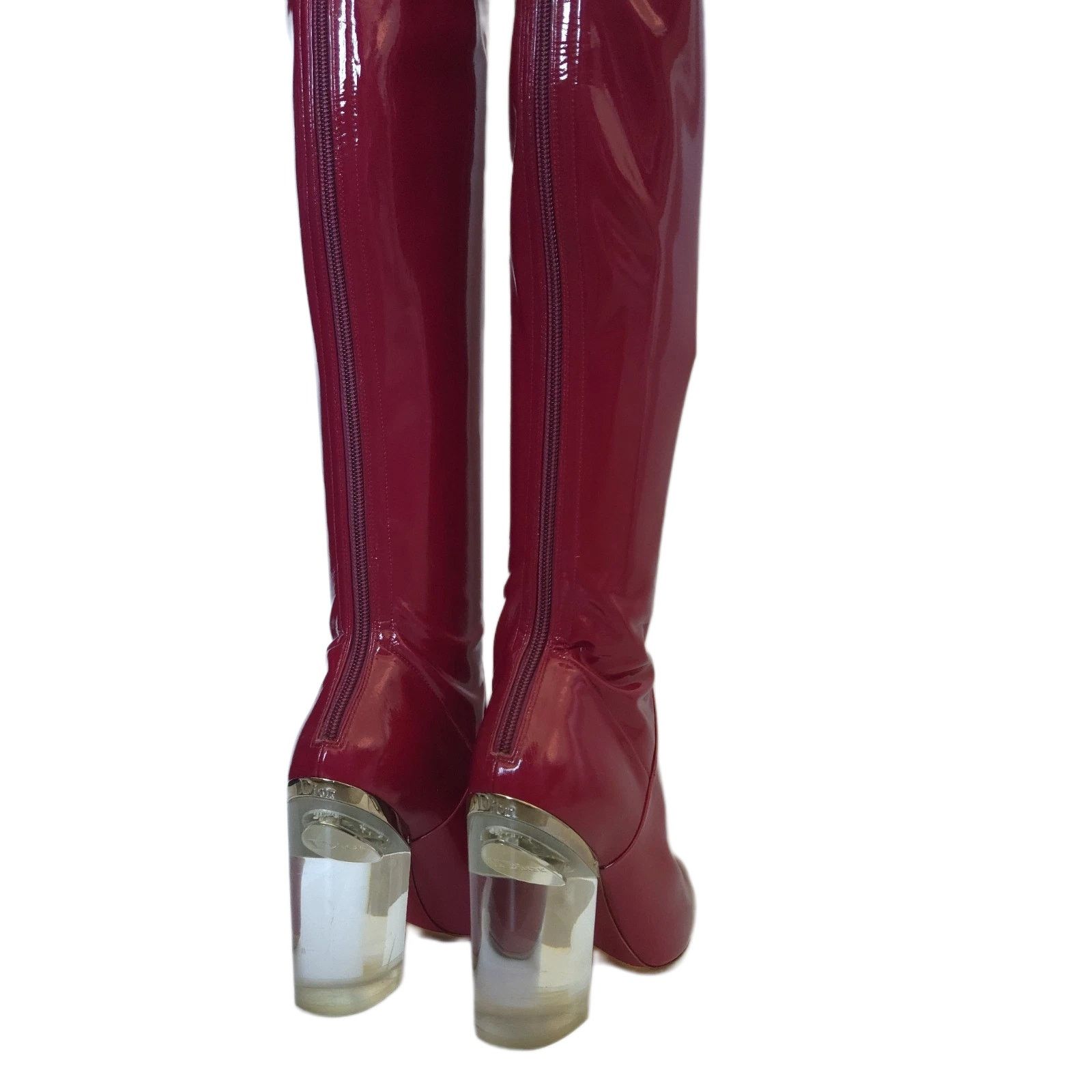 Christian Dior Monsieur Christian Dior Magenta Vinyl Thigh-High Heeled Boots EU 35.5 Size US 5.5 / IT 35.5 - 4 Thumbnail