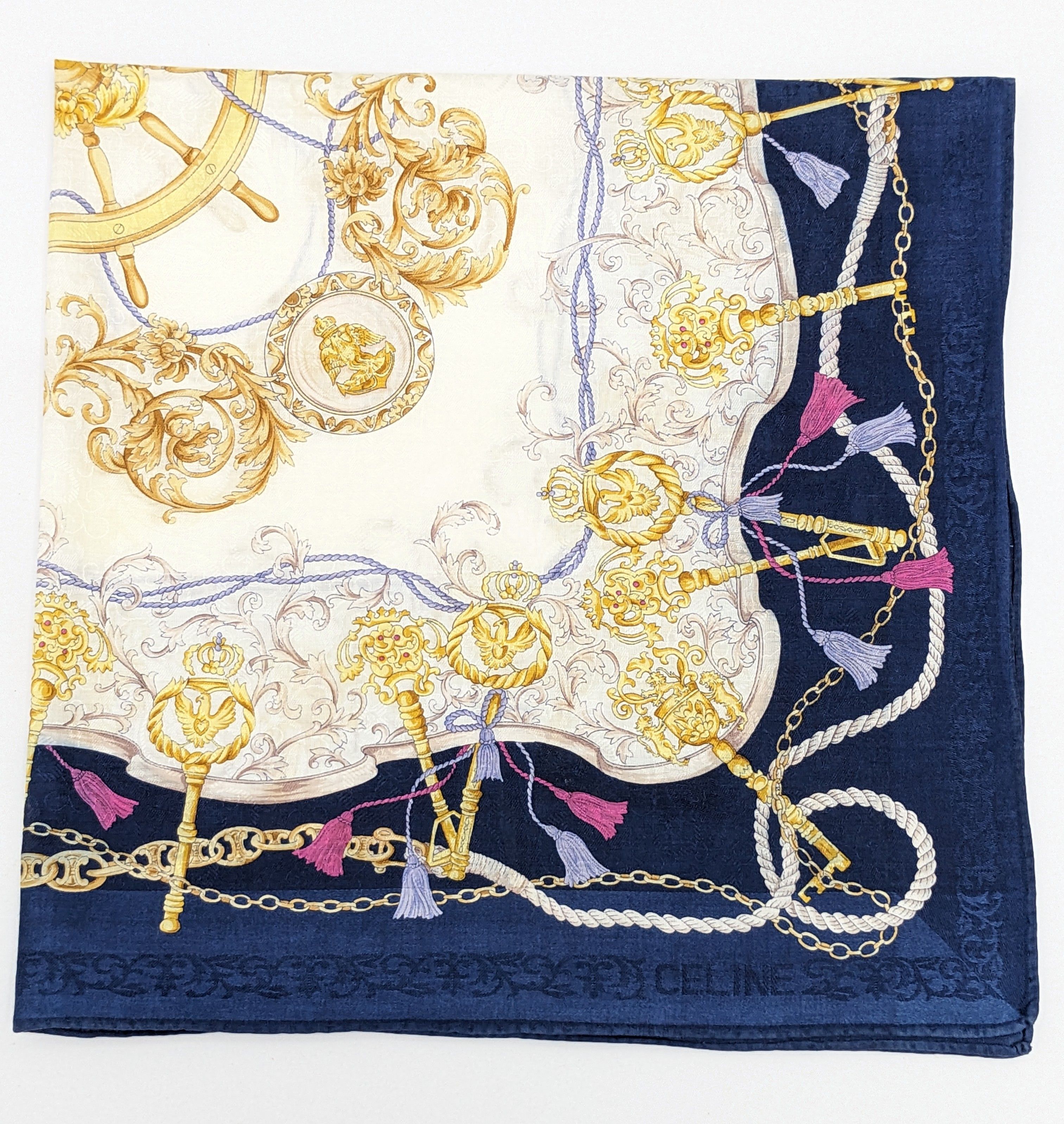 Celine Celine Paris Nautical Key & Wheel Handkerchief Size ONE SIZE - 1 Thumbnail