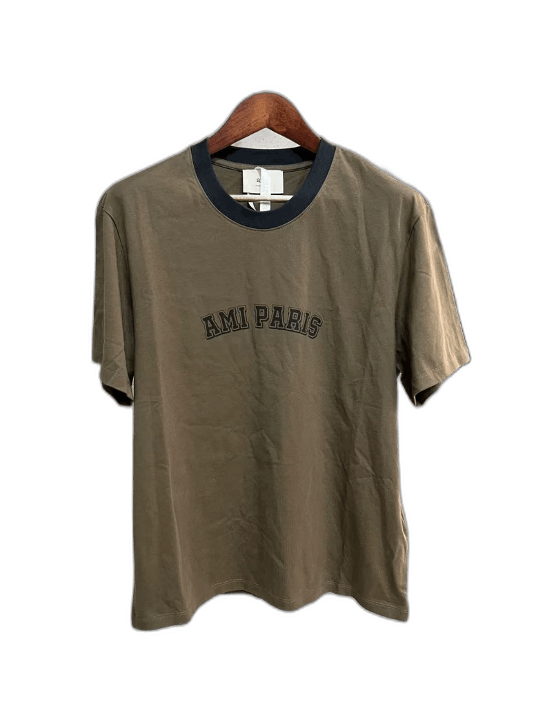 AMI Ami Olive Green Lettered Short Sleeve Shirt Size US XL / EU 56 / 4 - 1 Thumbnail