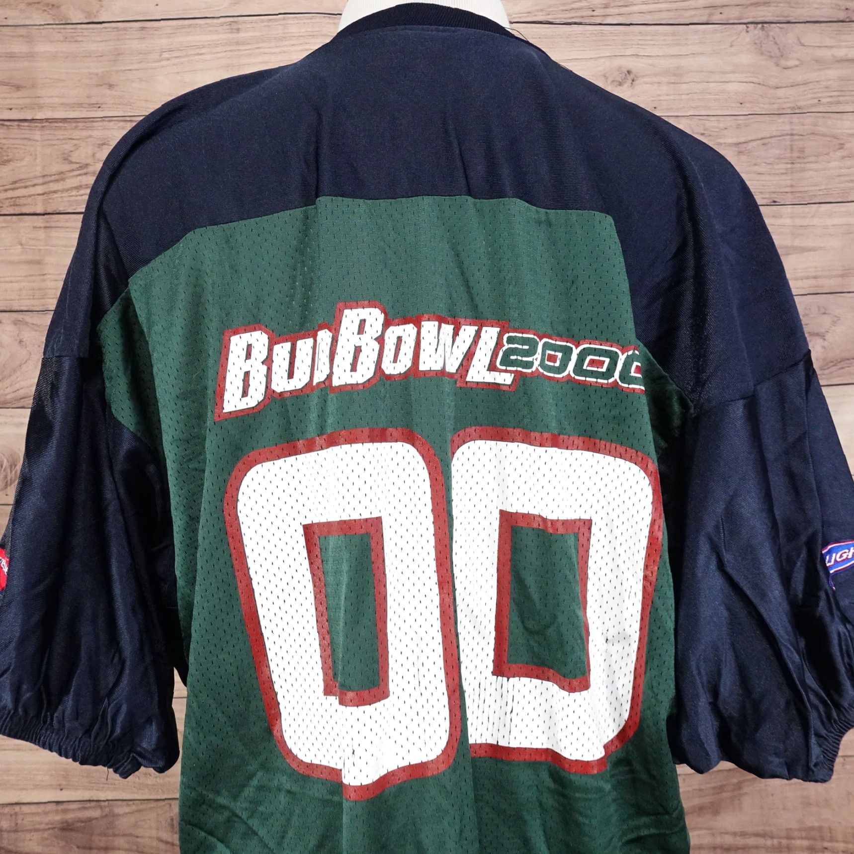 Budweiser VINTAGE EMPIRE SPORTING GOODS BUD BOWL 2000 GREEN FOOTBALL JERSEY ONE SIZE 26X34 Mens Size US M / EU 48-50 / 2 - 6 Thumbnail